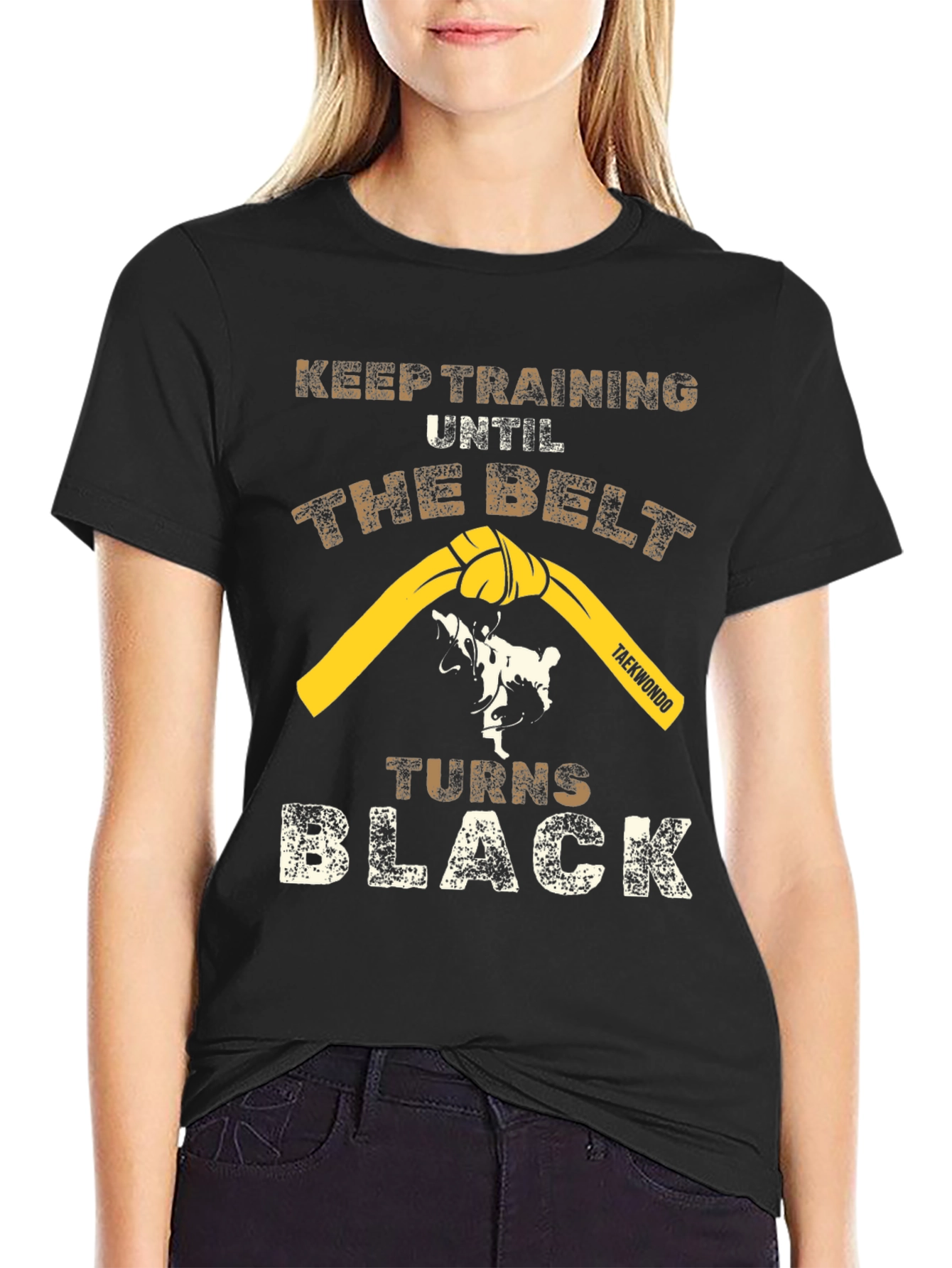 Taekwondo Training T-Shirt - Belt Turns Black