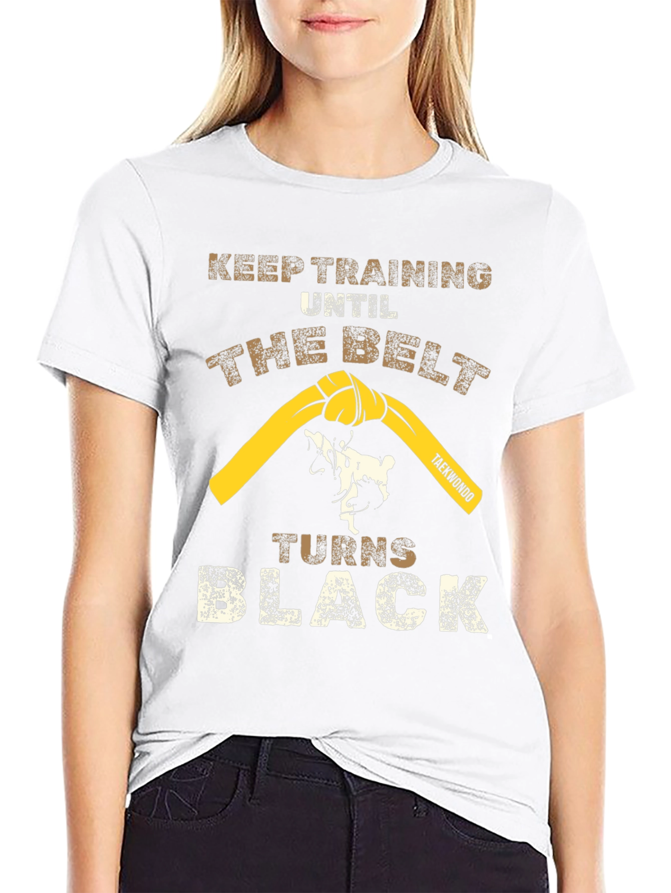 Taekwondo Training T-Shirt - Belt Turns Black