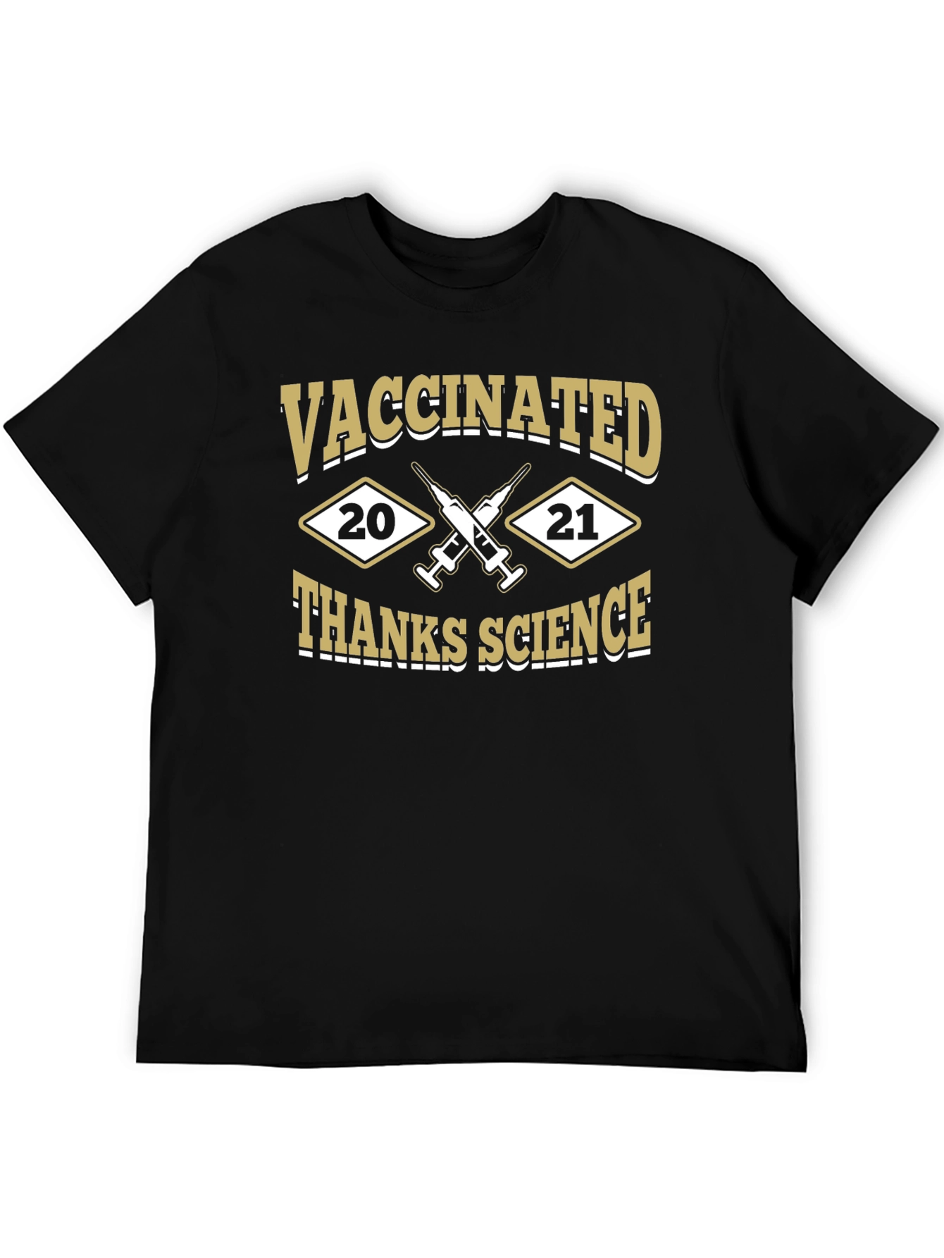 Vaccinated Thanks Science Black T-Shirt