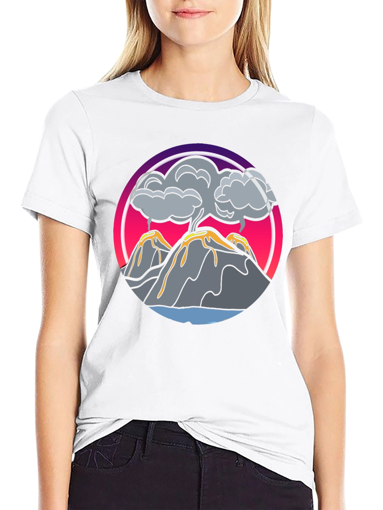 Volcano Eruption Graphic Tee - Black