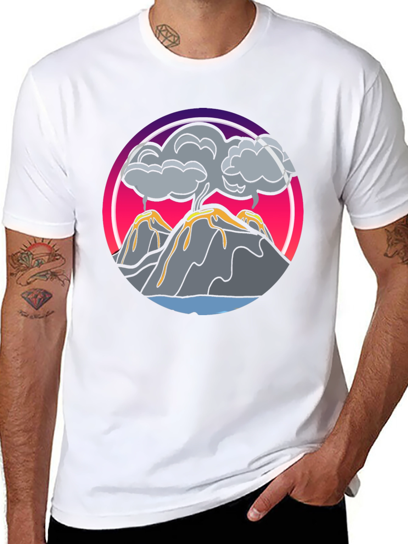 Volcano Eruption Graphic Tee - Black