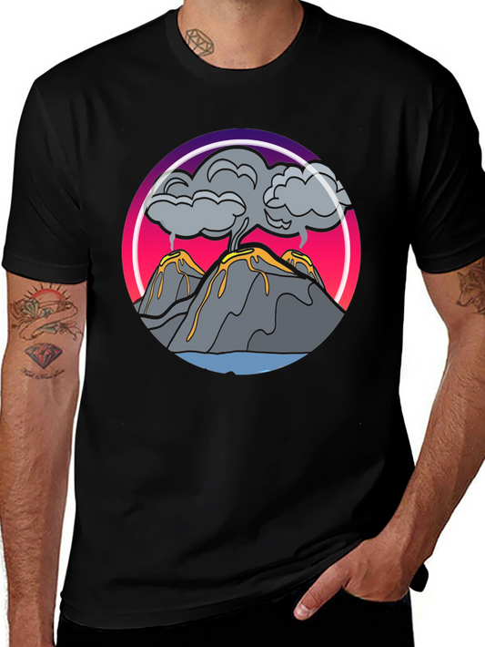 Volcano Eruption Graphic Tee - Black