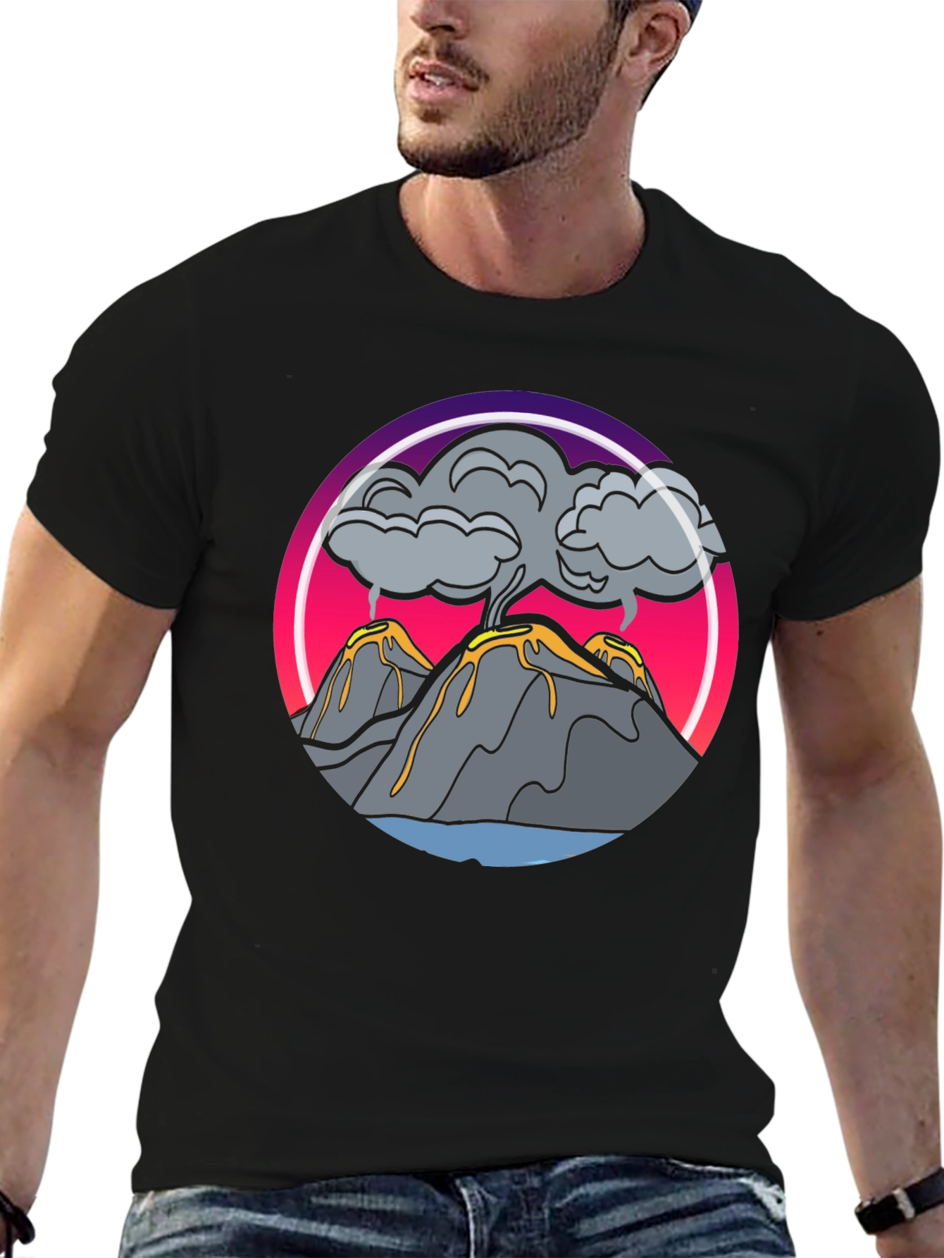 Volcano Eruption Graphic Tee - Black