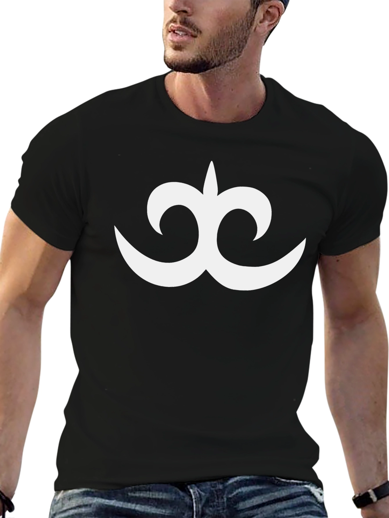 Black T-Shirt with White Abstract Design