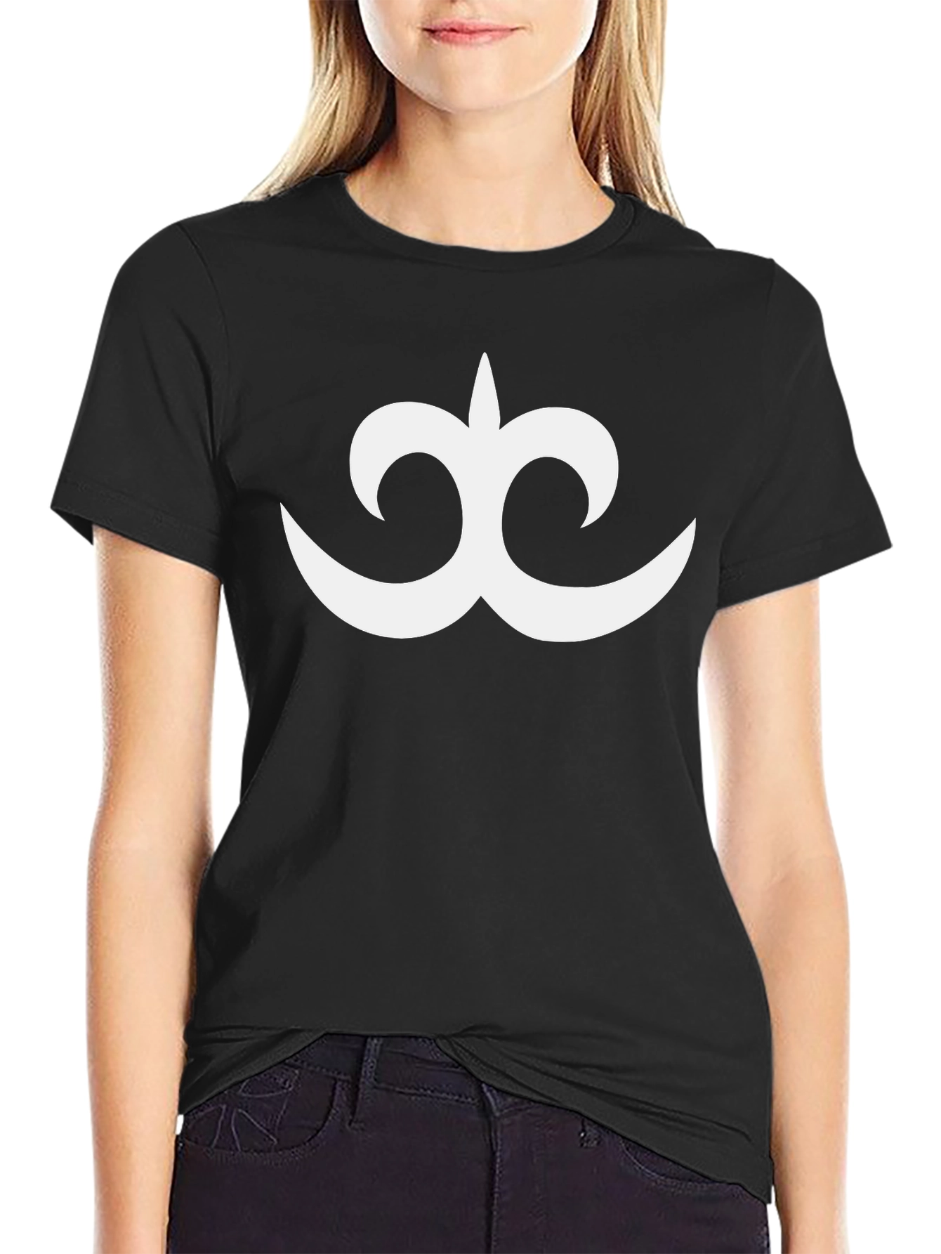 Black T-Shirt with White Abstract Design