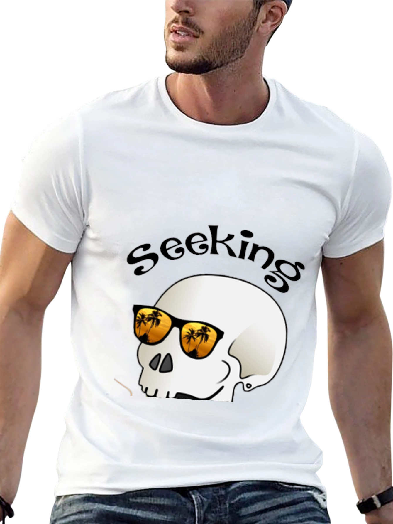 Seeking Skull Tee - Tropical Vibes Skeleton T-Shirt