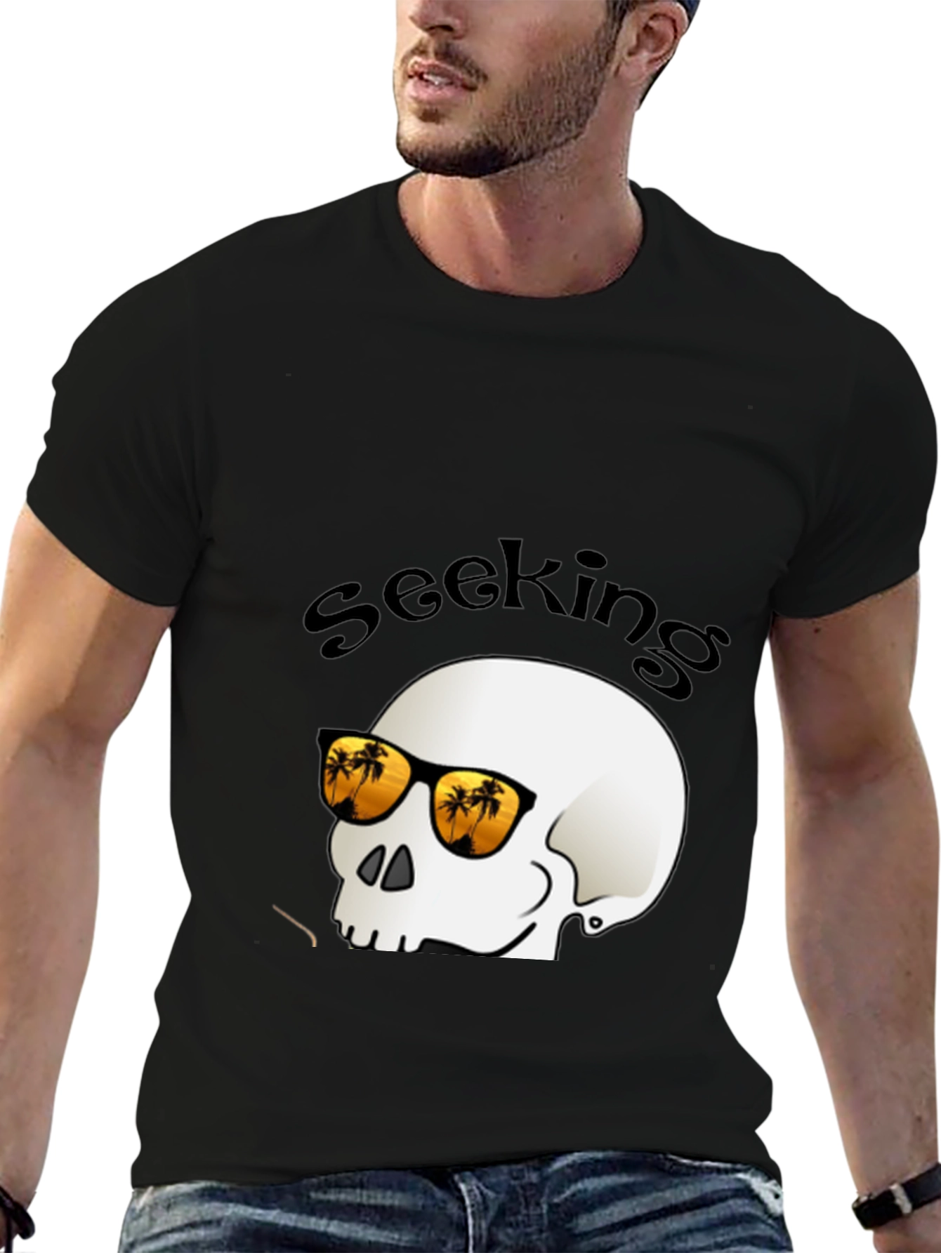 Seeking Skull Tee - Tropical Vibes Skeleton T-Shirt