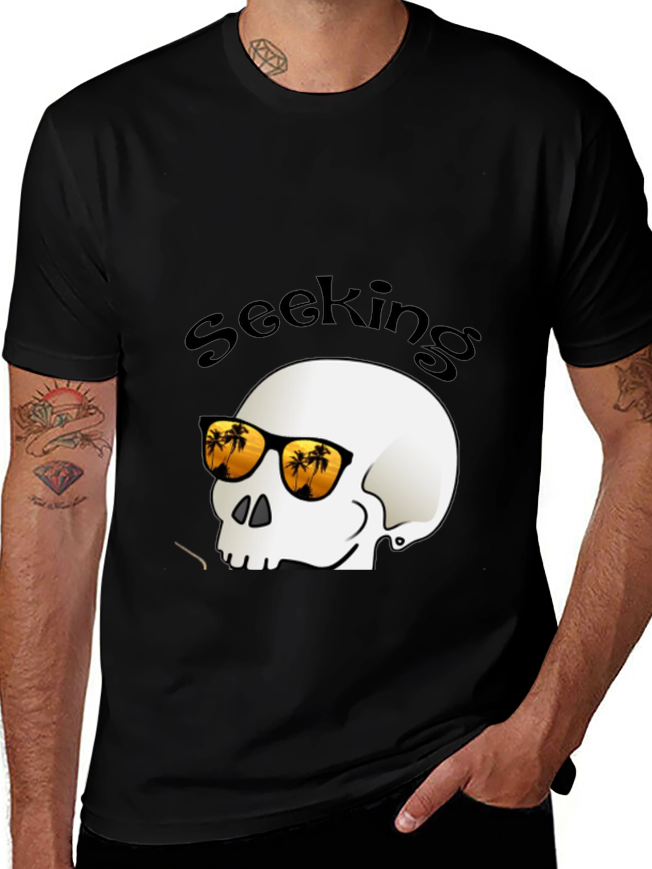 Seeking Skull Tee - Tropical Vibes Skeleton T-Shirt