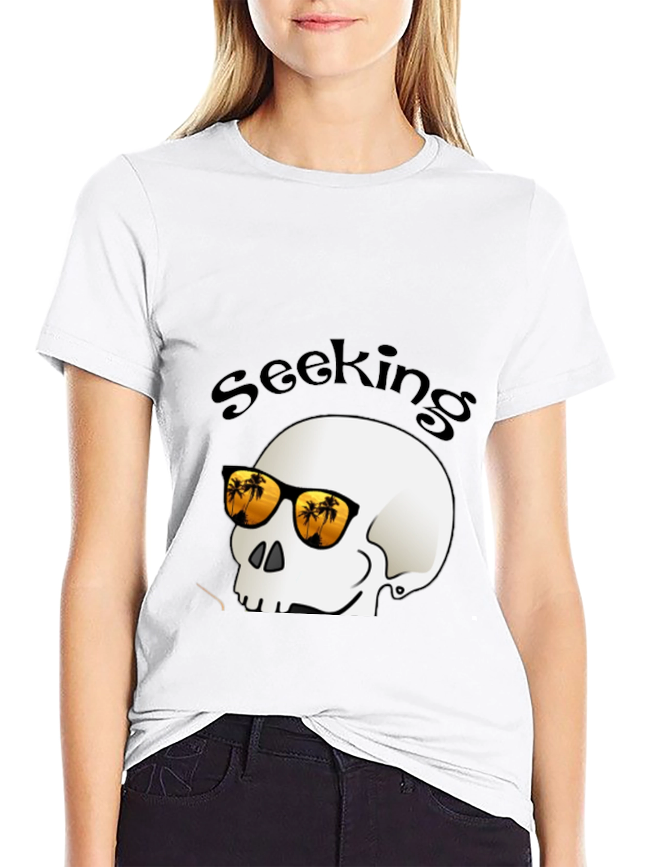 Seeking Skull Tee - Tropical Vibes Skeleton T-Shirt