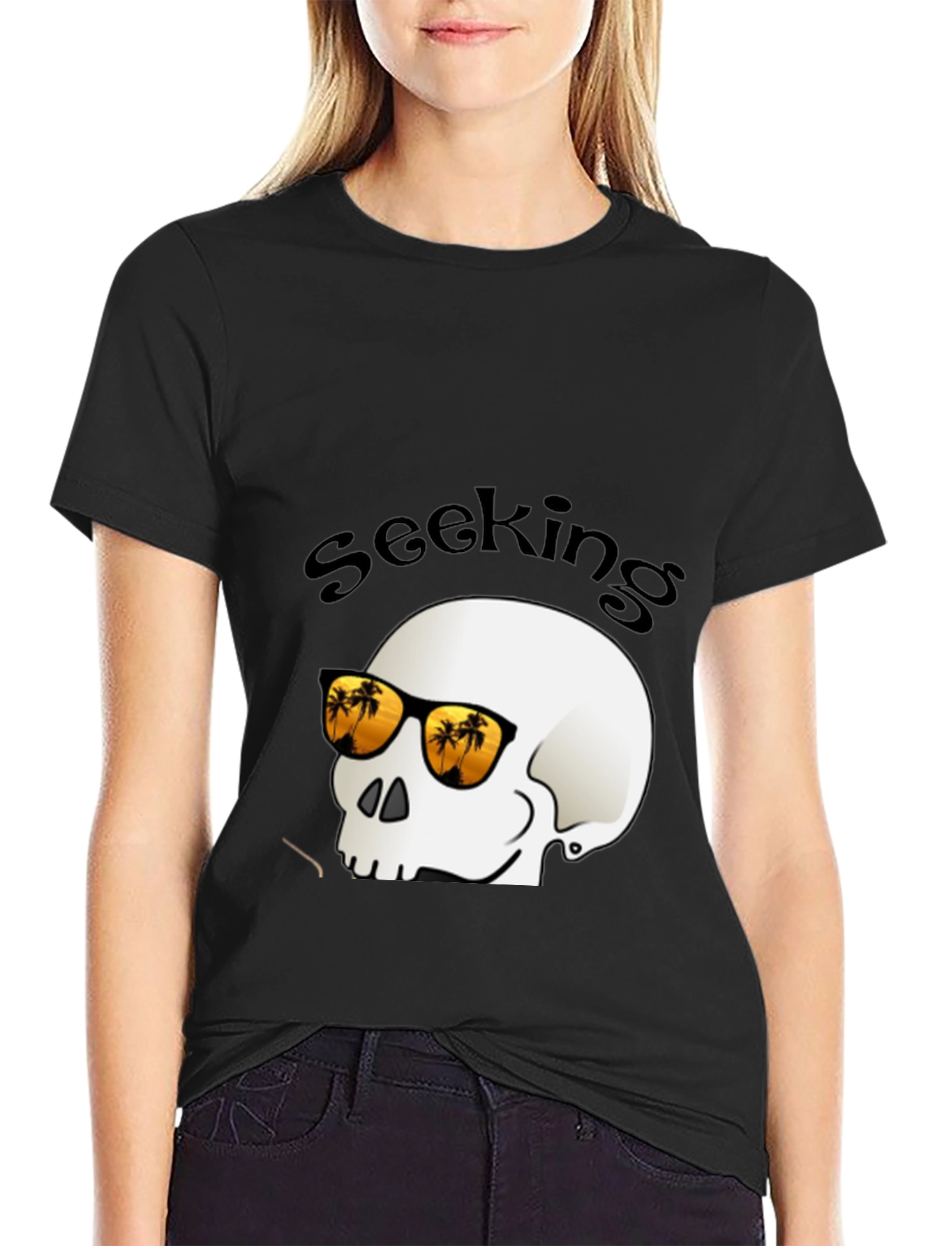 Seeking Skull Tee - Tropical Vibes Skeleton T-Shirt