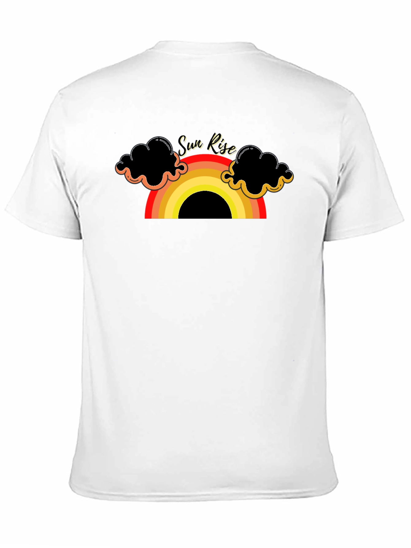 Sunrise Rainbow Graphic Tee - Black Cotton T-Shirt