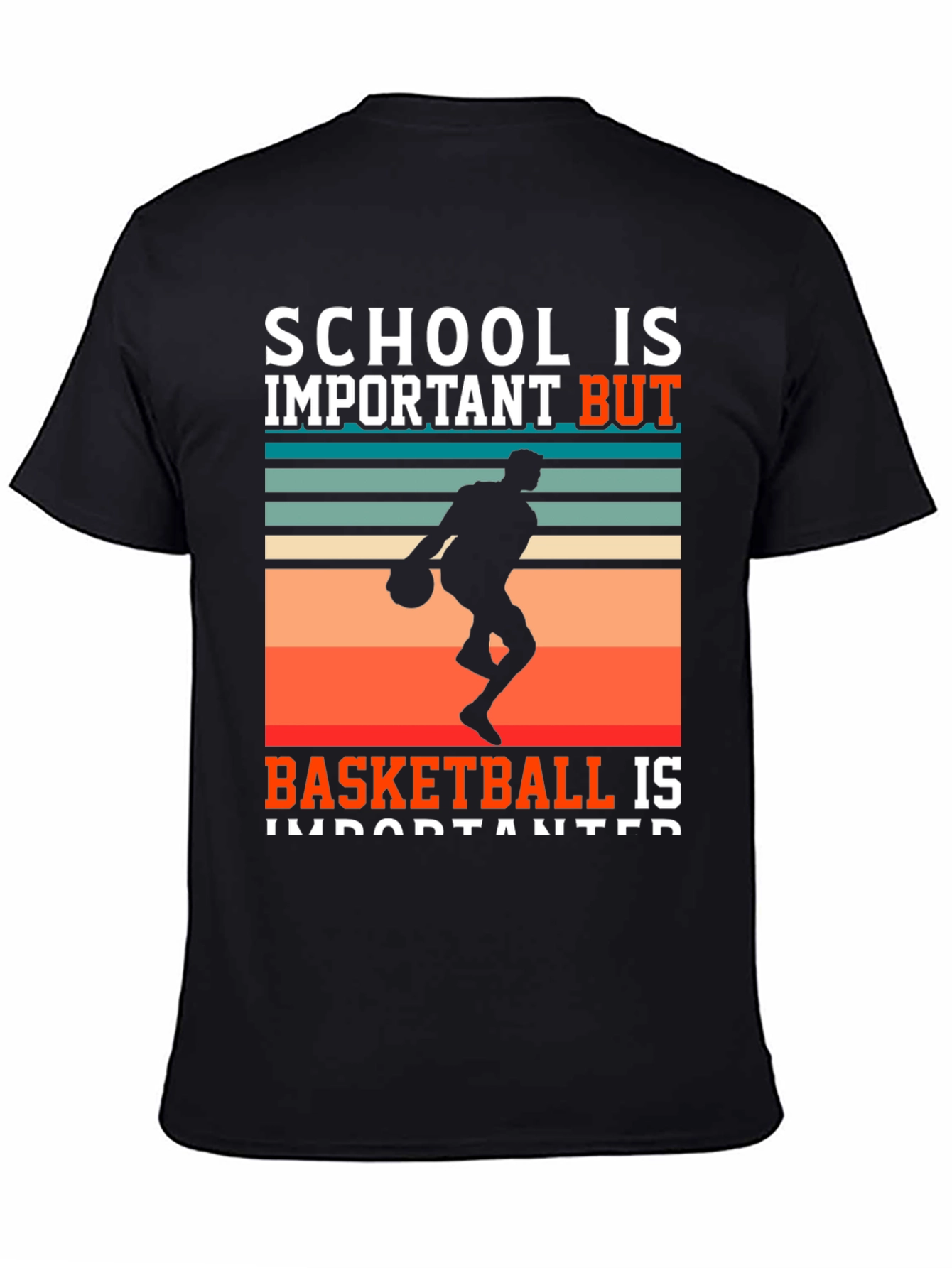 School vs Basketball T-Shirt - Black Graphic Tee