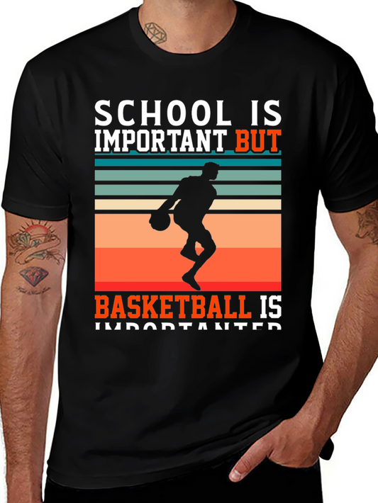 School vs Basketball T-Shirt - Black Graphic Tee