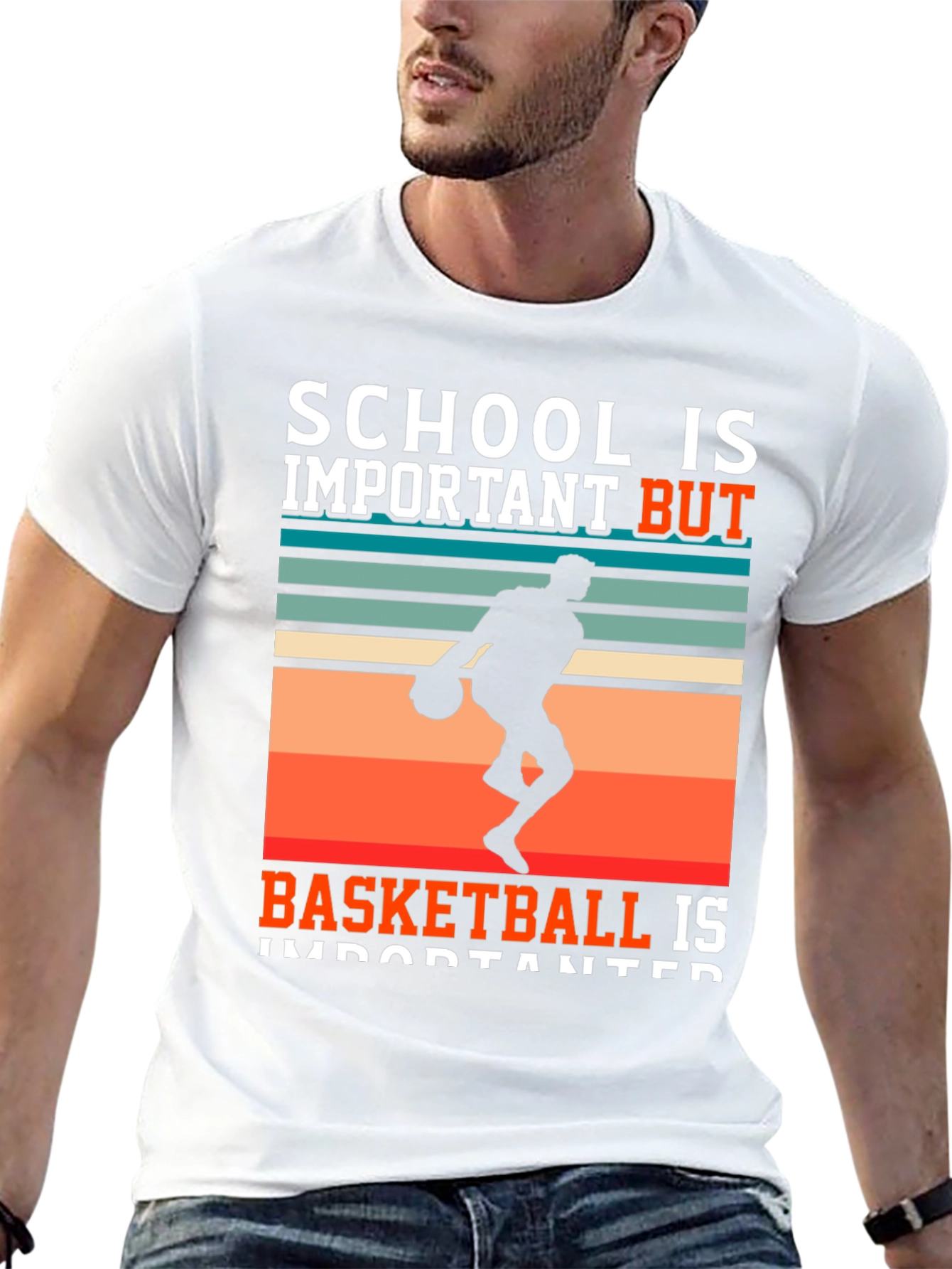 School vs Basketball T-Shirt - Black Graphic Tee