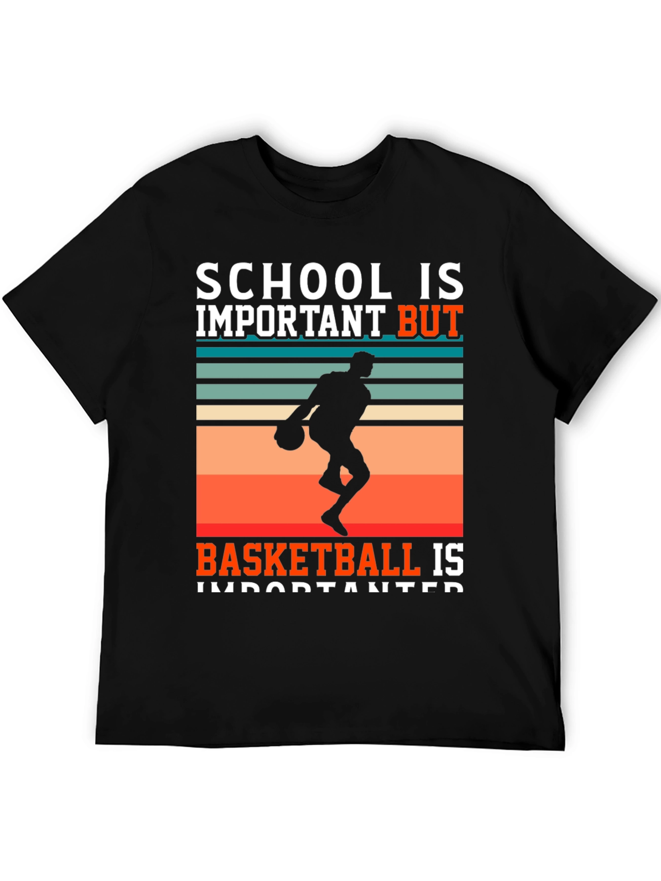 School vs Basketball T-Shirt - Black Graphic Tee