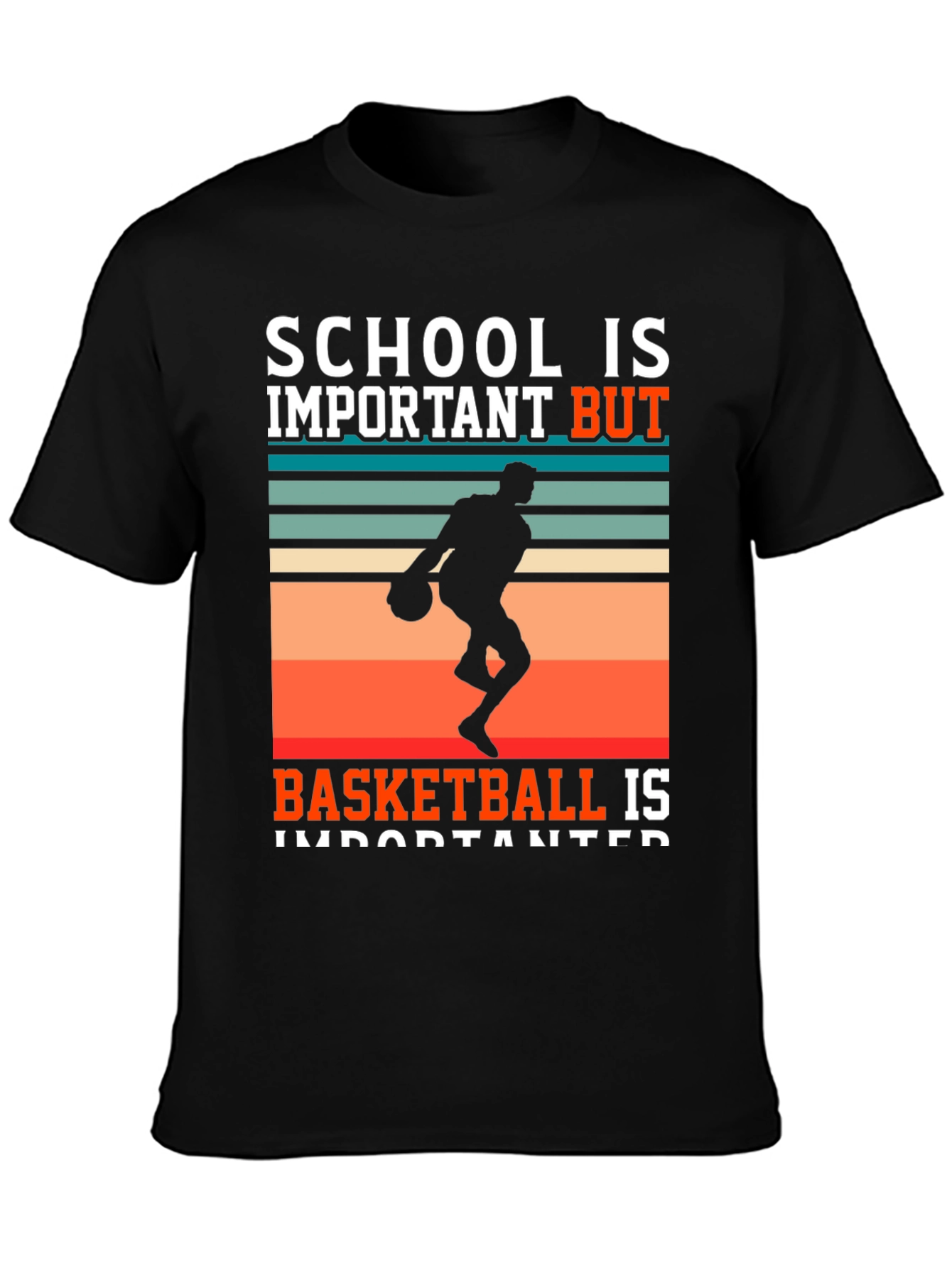School vs Basketball T-Shirt - Black Graphic Tee