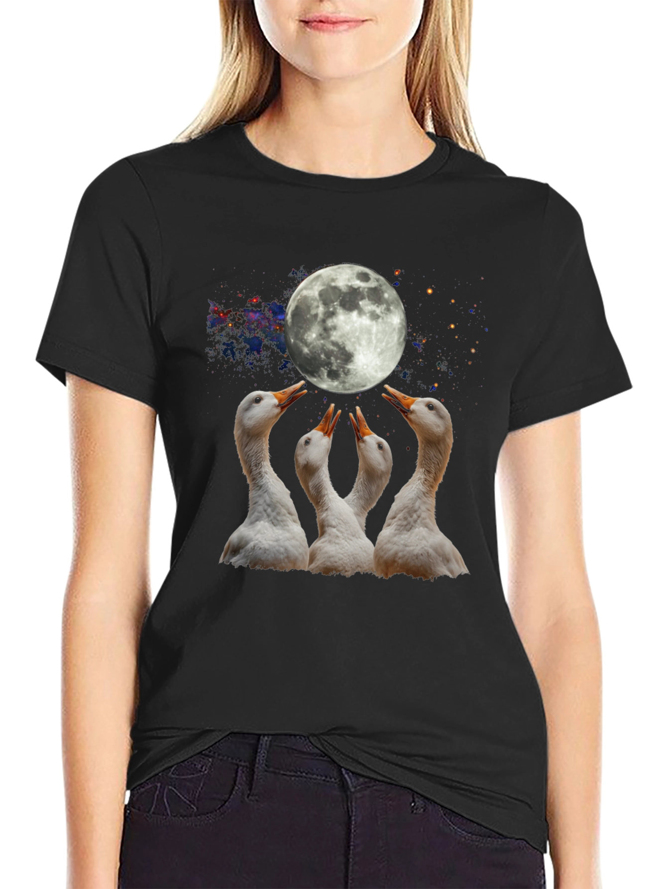 Lunar Goose T-Shirt - Black Cotton Tee