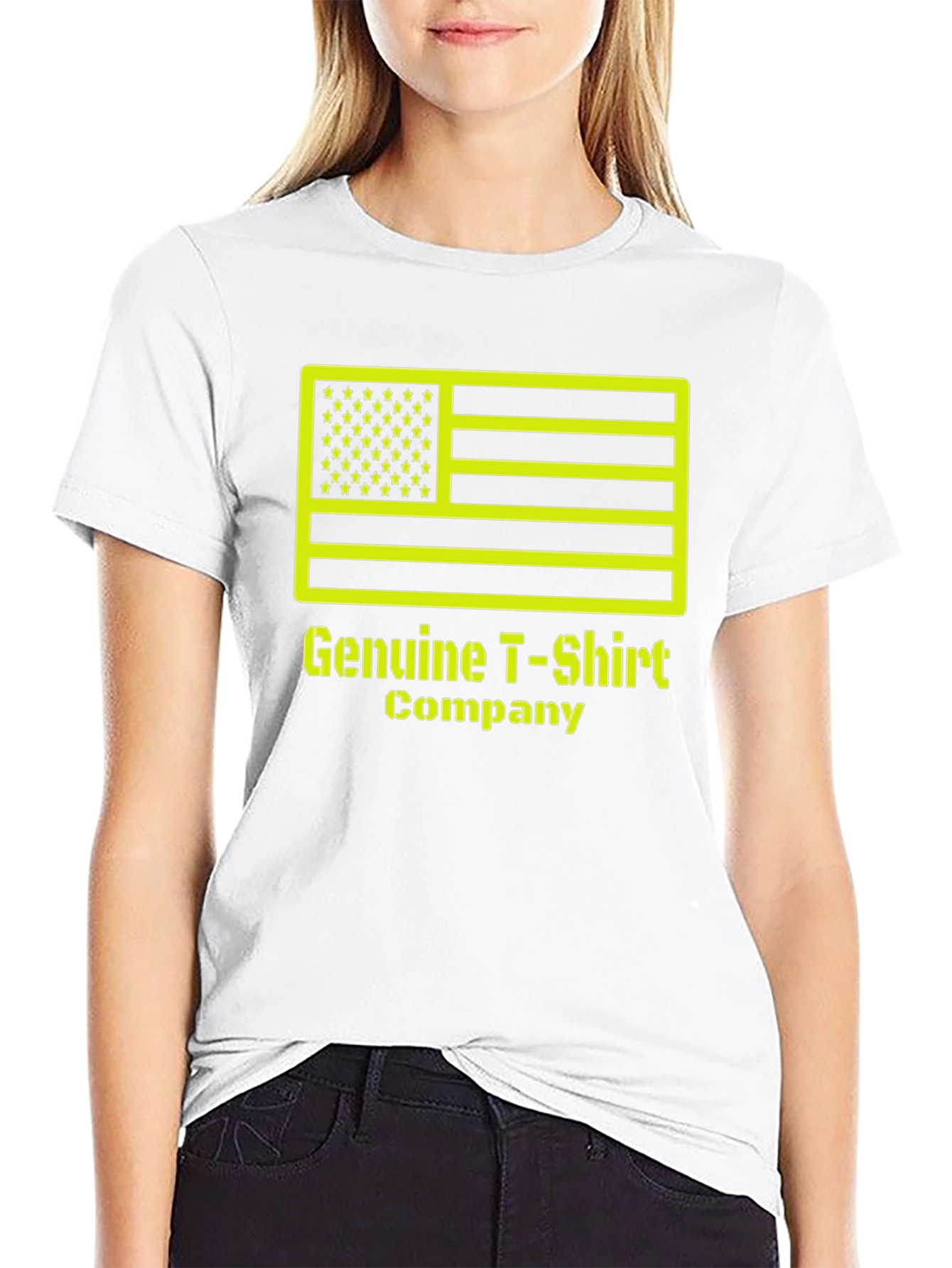 Genuine T-Shirt Company Black Tee with American Flag Design