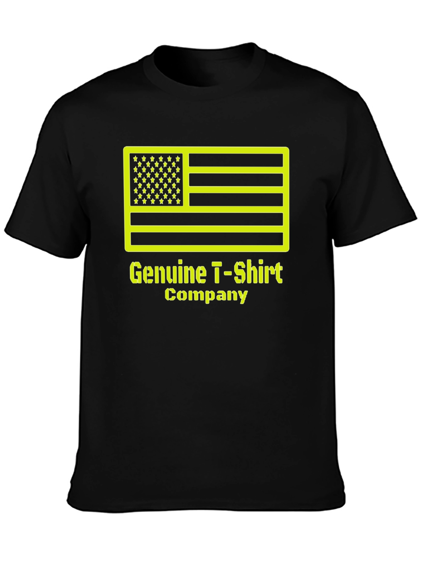 Genuine T-Shirt Company Black Tee with American Flag Design
