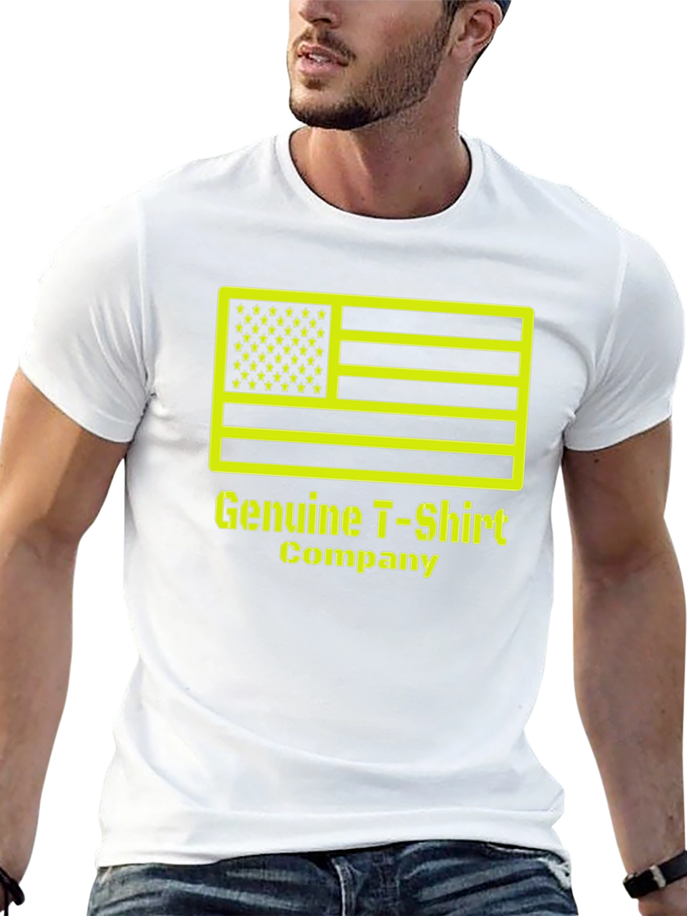 Genuine T-Shirt Company Black Tee with American Flag Design