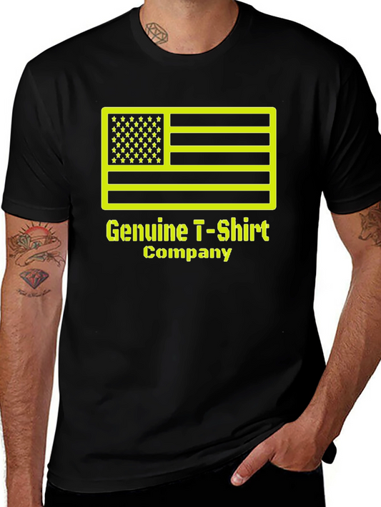 Genuine T-Shirt Company Black Tee with American Flag Design