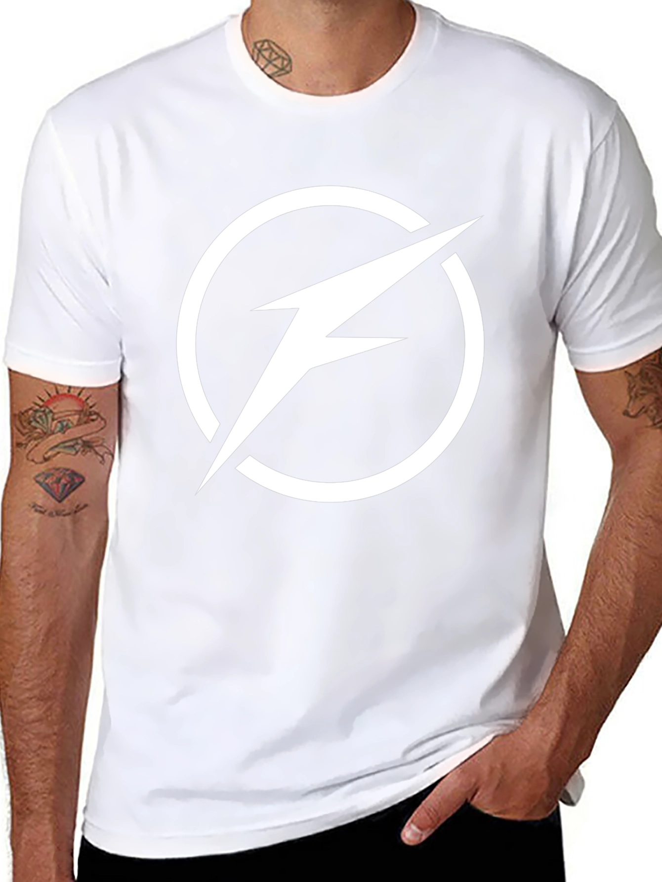 Lightning Bolt Circle Graphic Tee - Modern Style