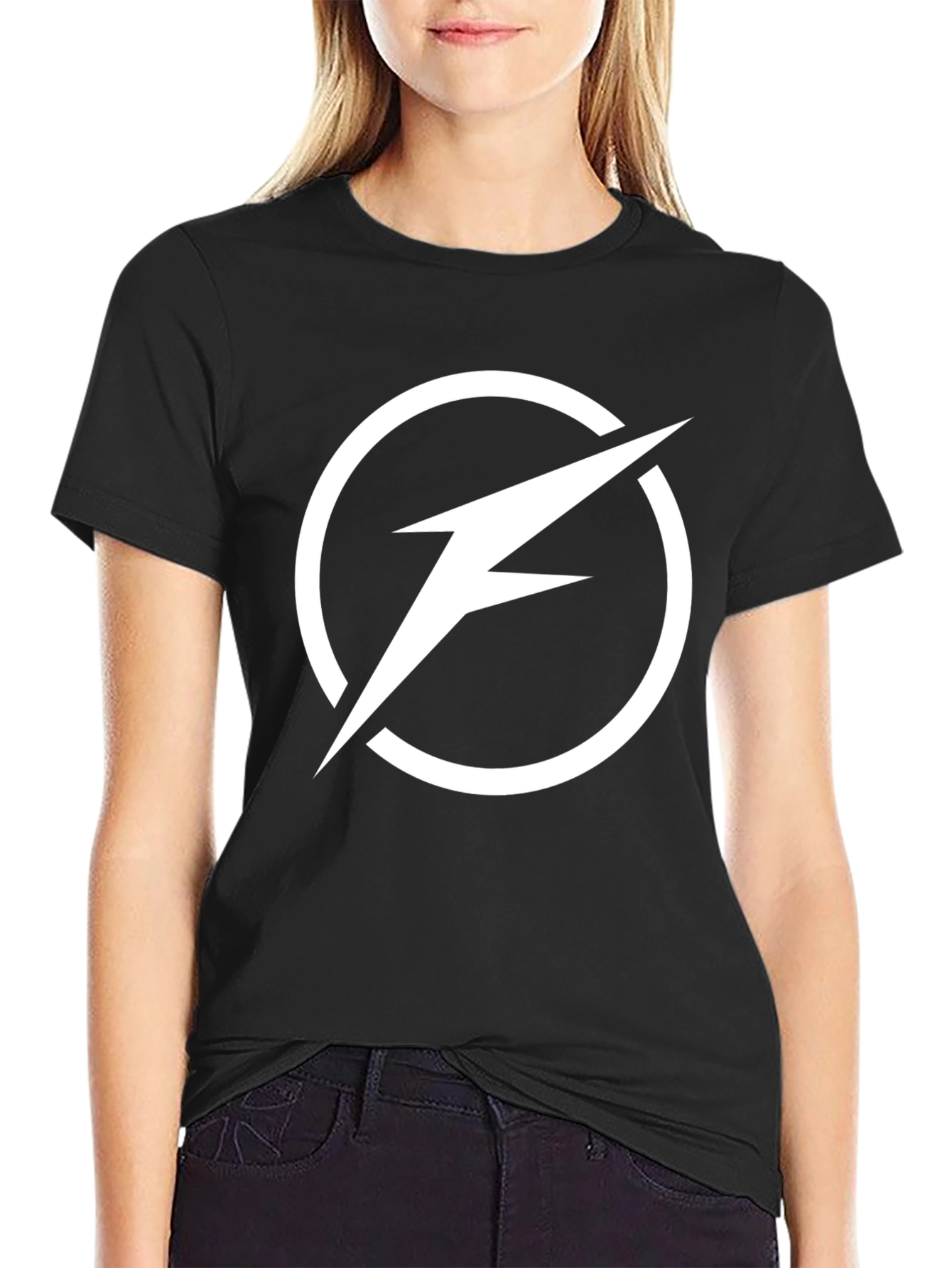 Lightning Bolt Circle Graphic Tee - Modern Style