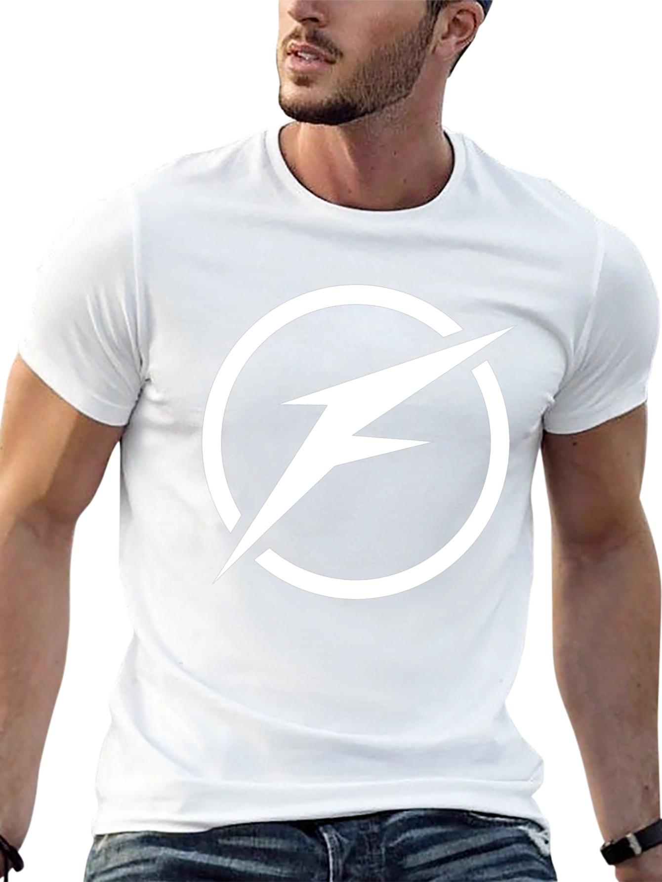Lightning Bolt Circle Graphic Tee - Modern Style