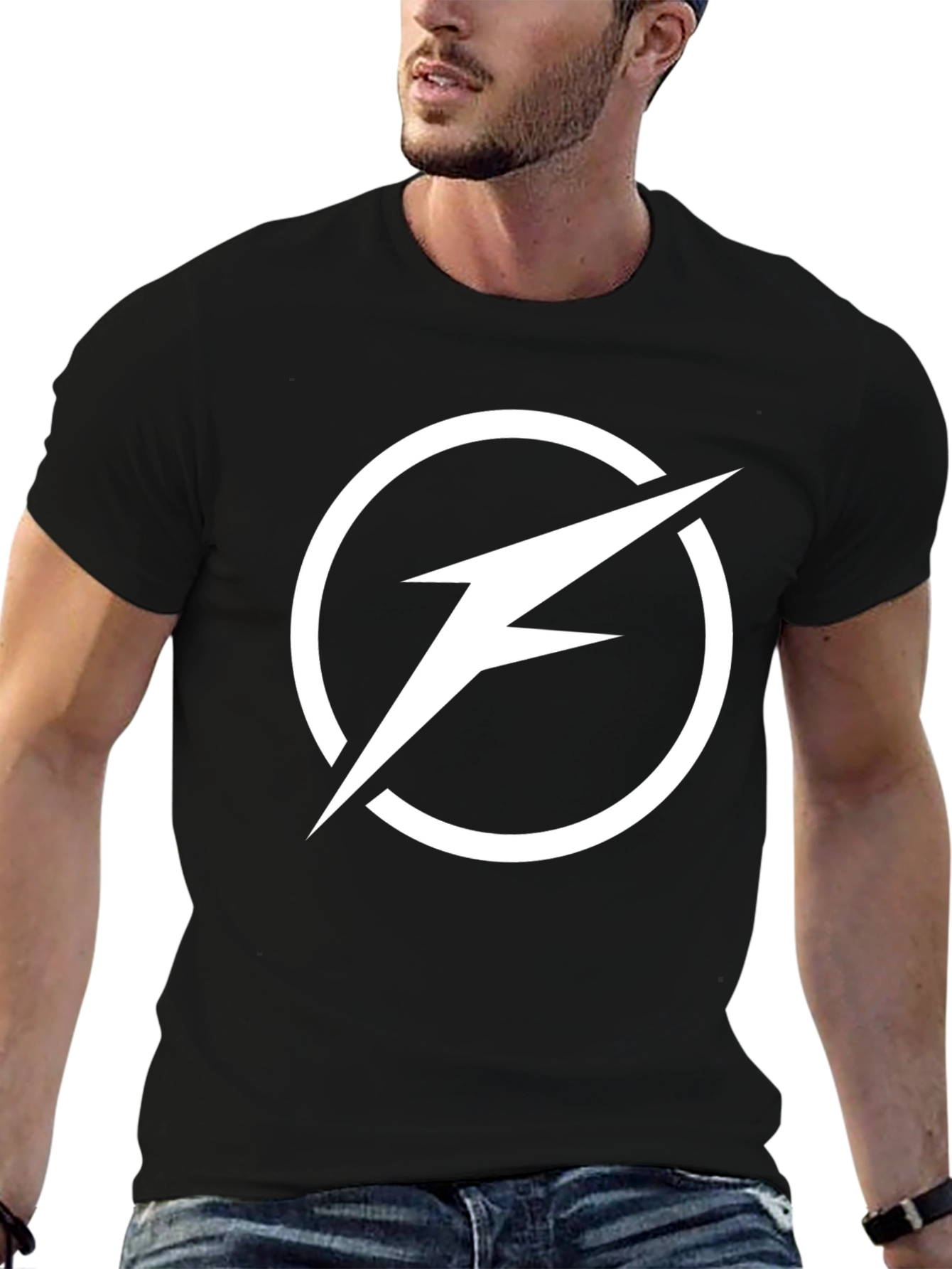 Lightning Bolt Circle Graphic Tee - Modern Style