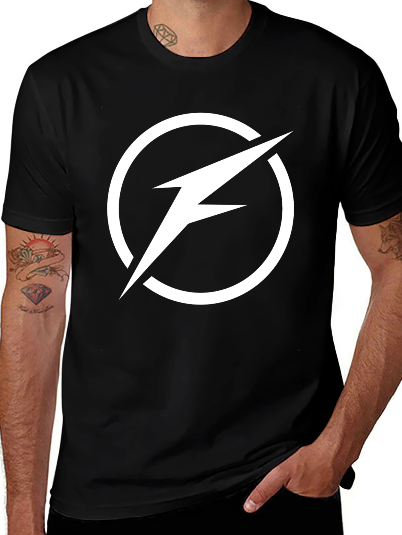 Lightning Bolt Circle Graphic Tee - Modern Style