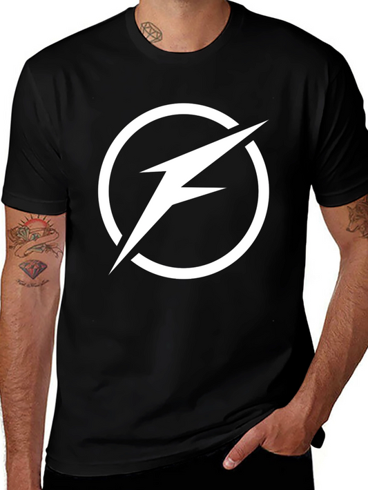 Lightning Bolt Circle Graphic Tee - Modern Style