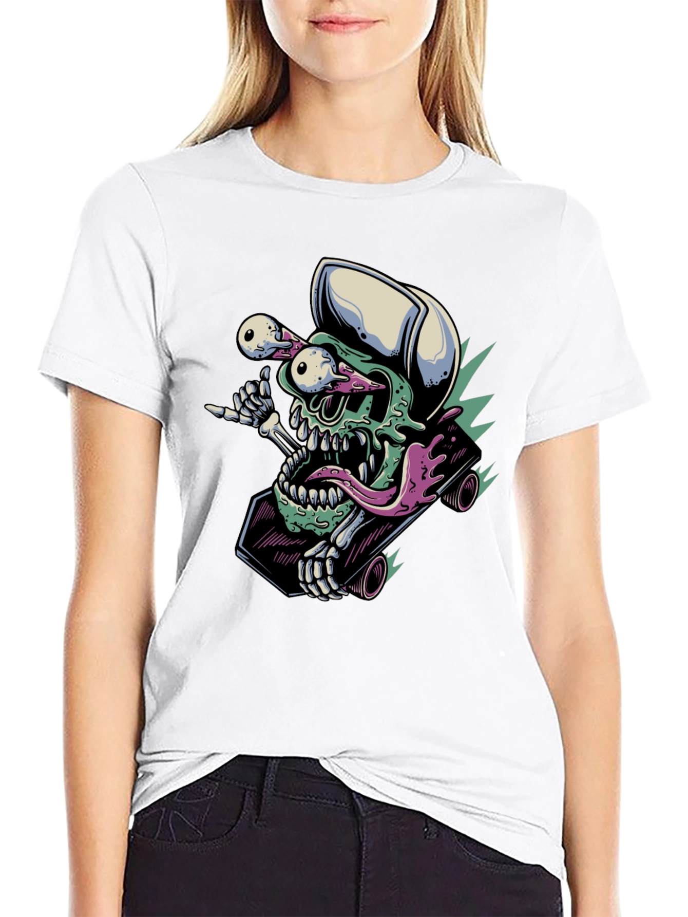 Skateboarding Skull T-Shirt - Unique Graphic Tee