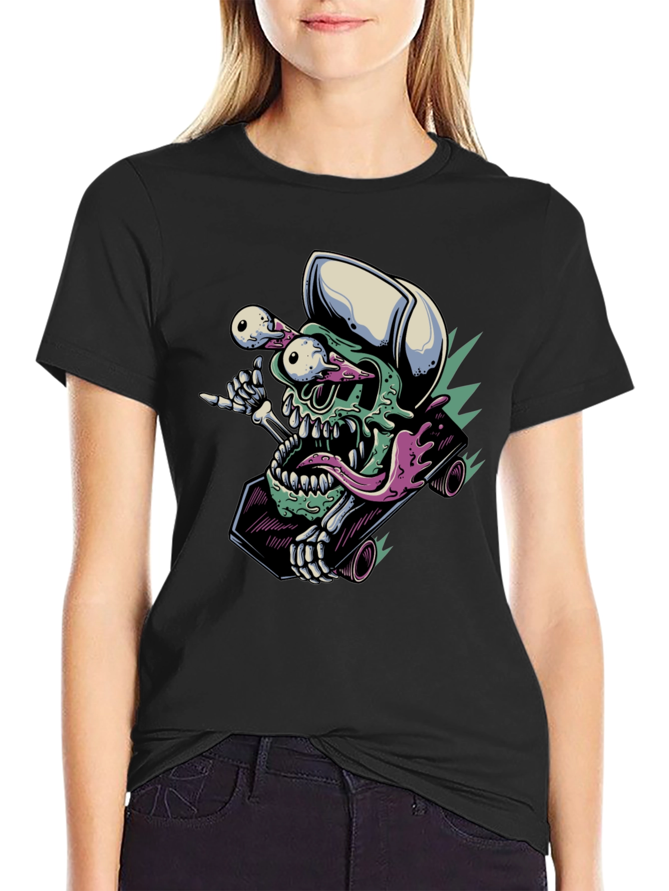 Skateboarding Skull T-Shirt - Unique Graphic Tee