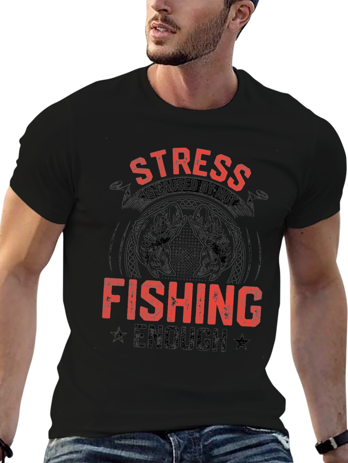 Stress Fishing Graphic T-Shirt