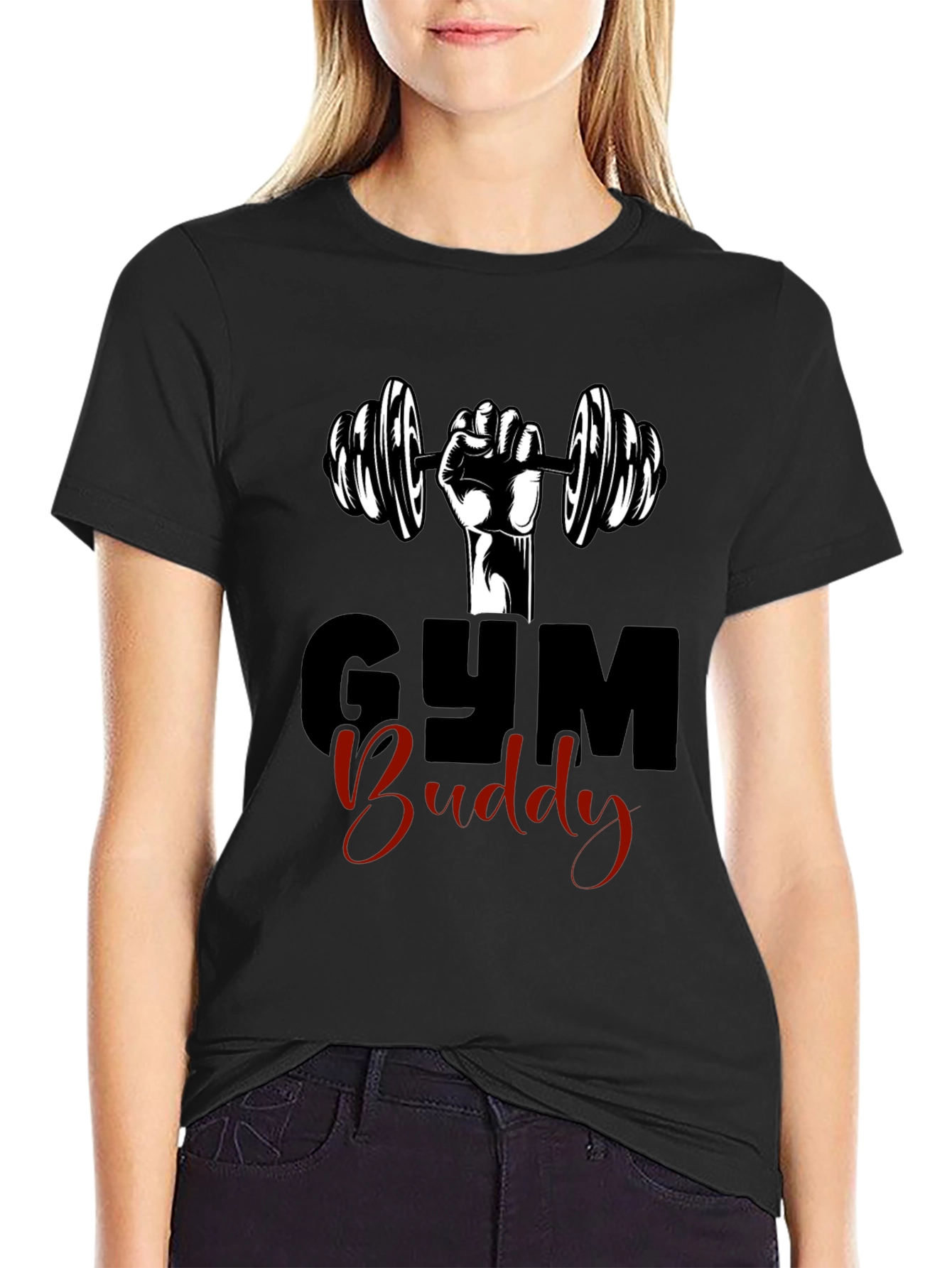 Gym Buddy Black Graphic Tee