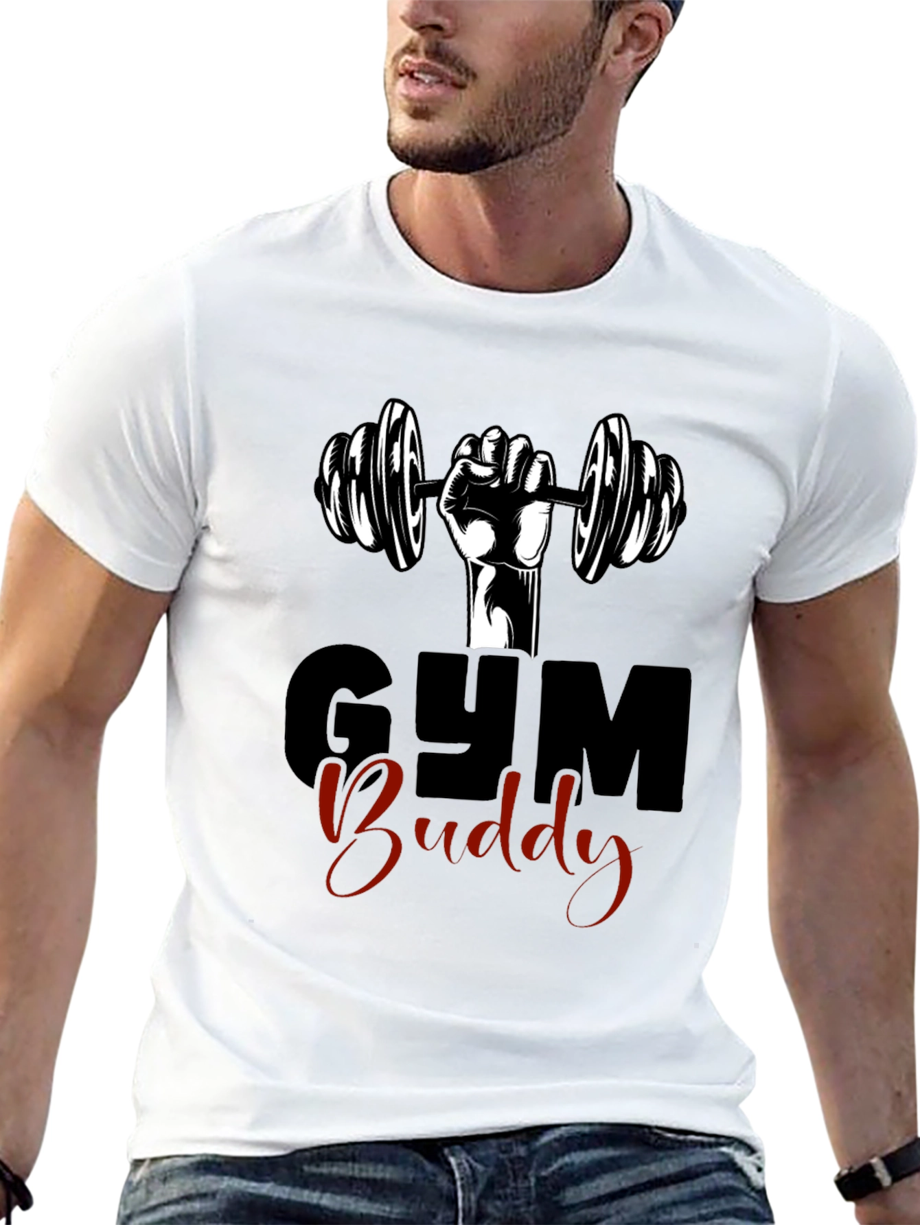 Gym Buddy Black Graphic Tee