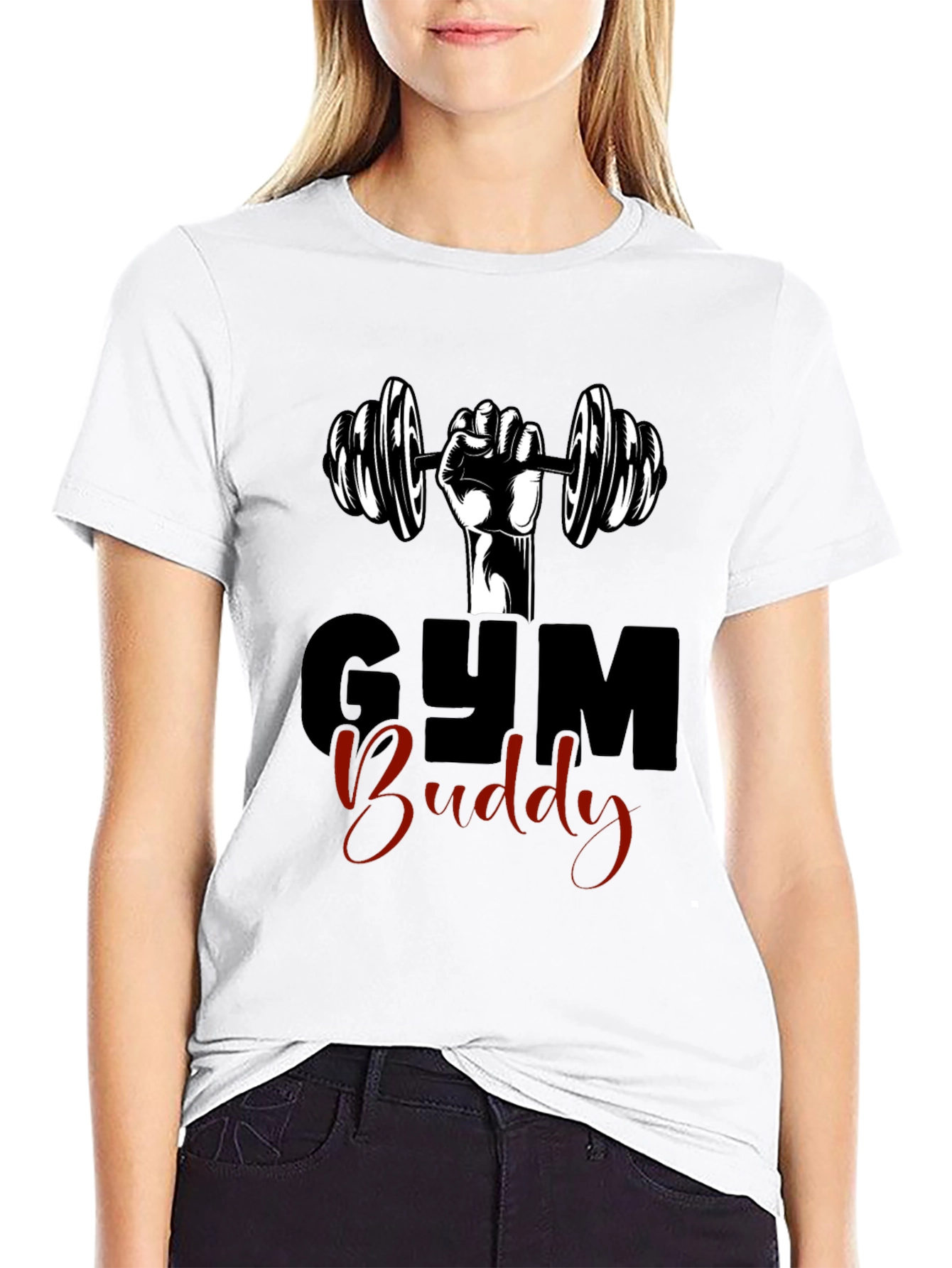 Gym Buddy Black Graphic Tee