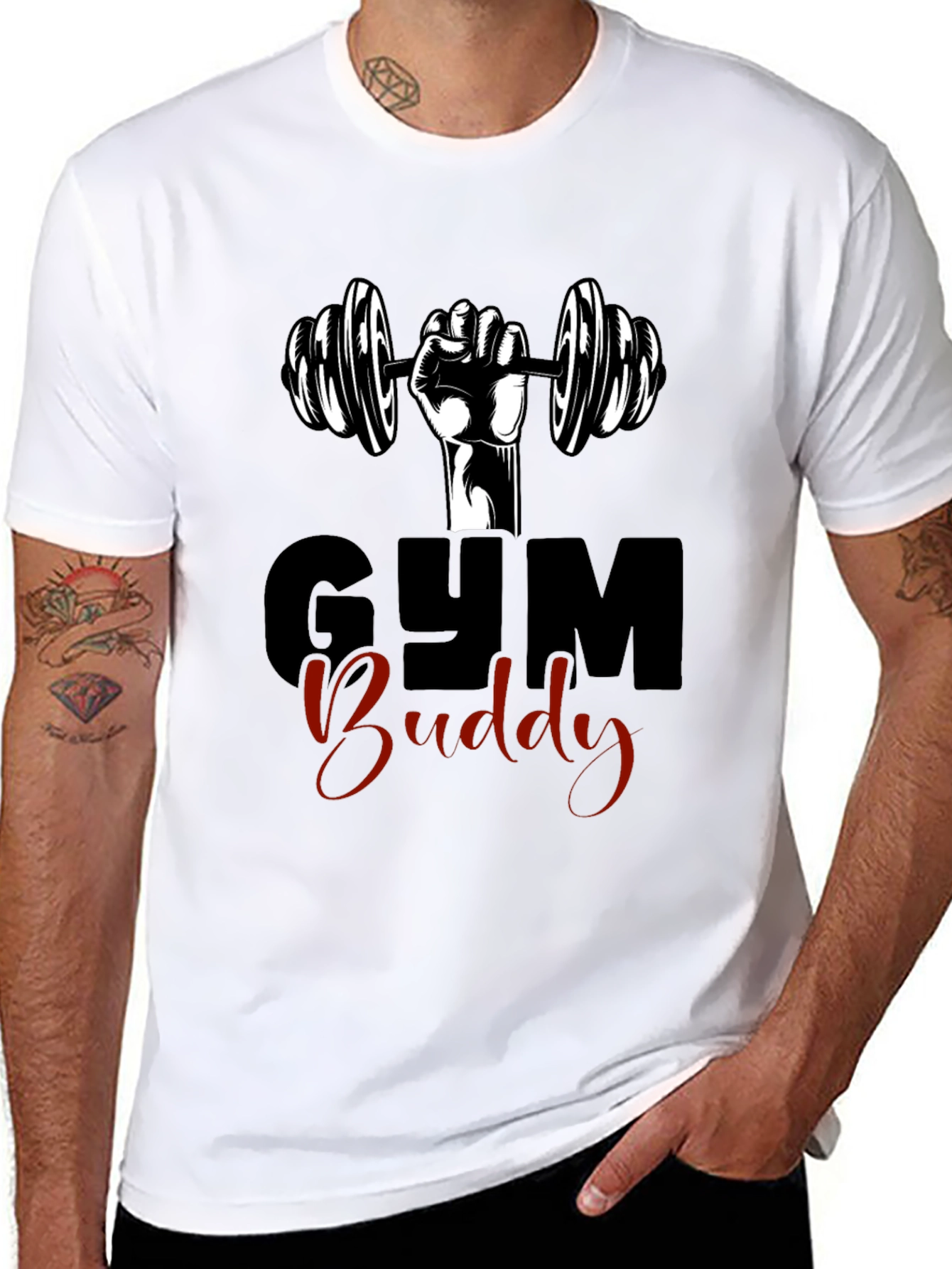 Gym Buddy Black Graphic Tee
