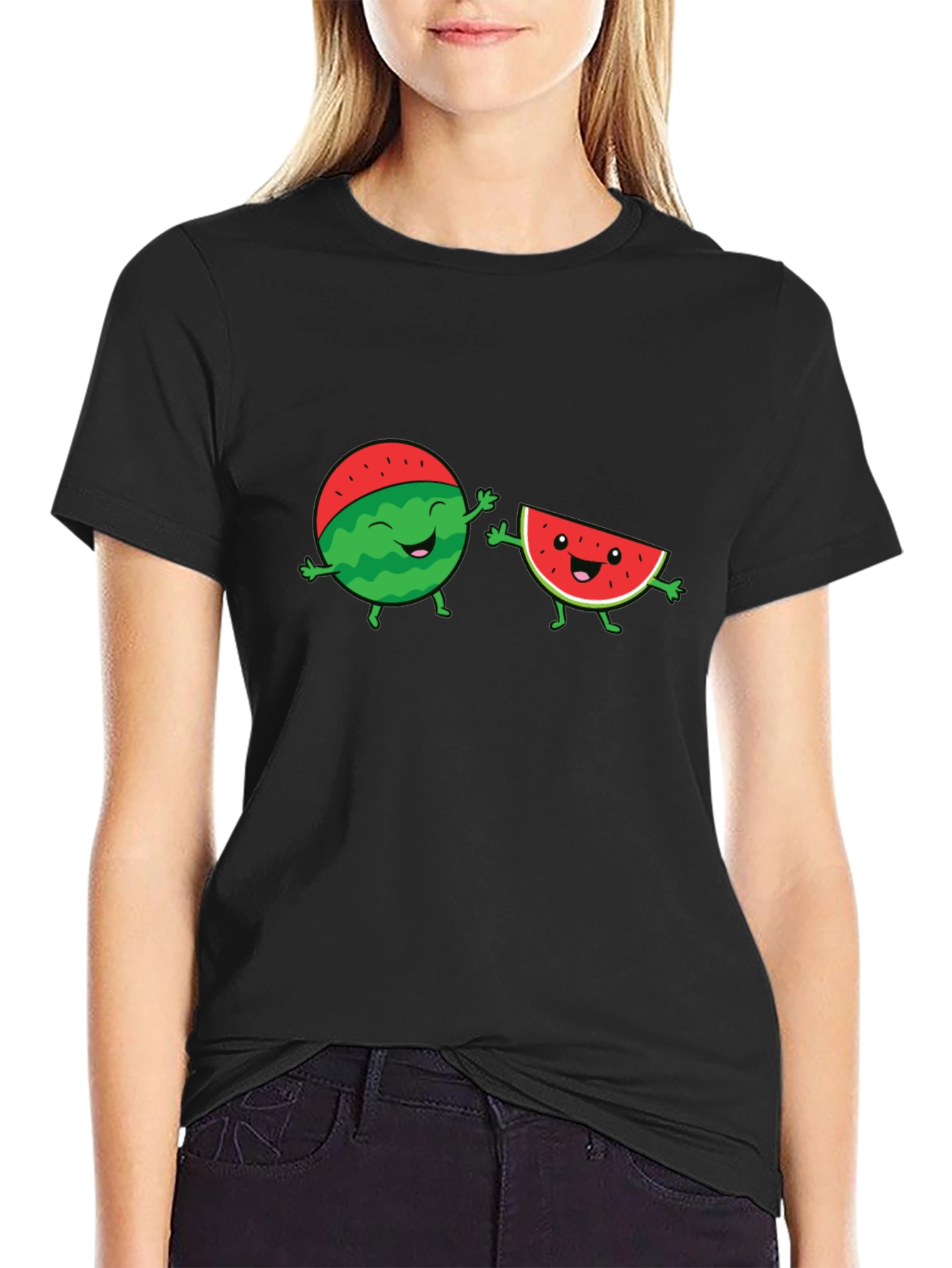 Watermelon Buddies Graphic T-Shirt - Black