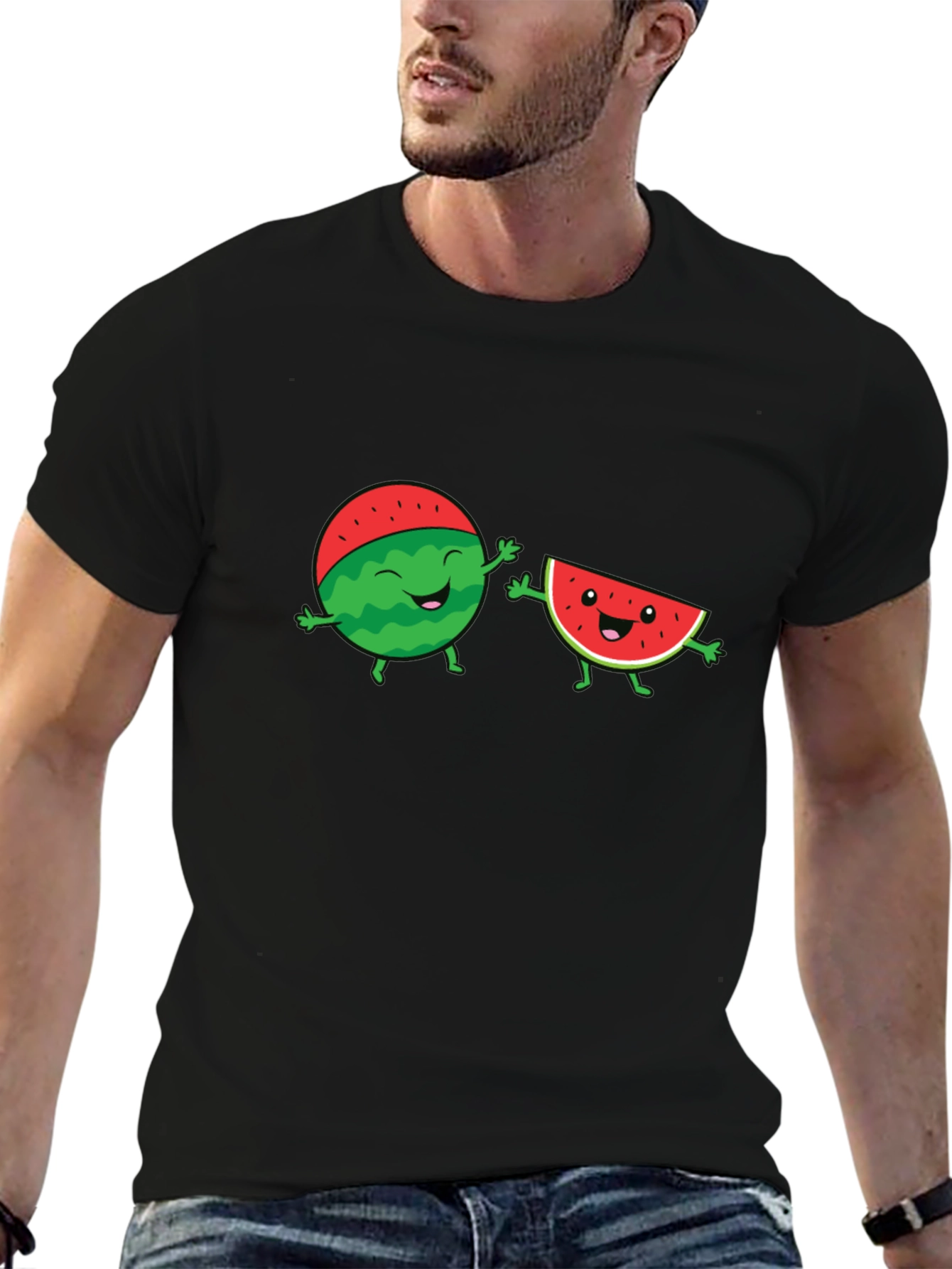 Watermelon Buddies Graphic T-Shirt - Black