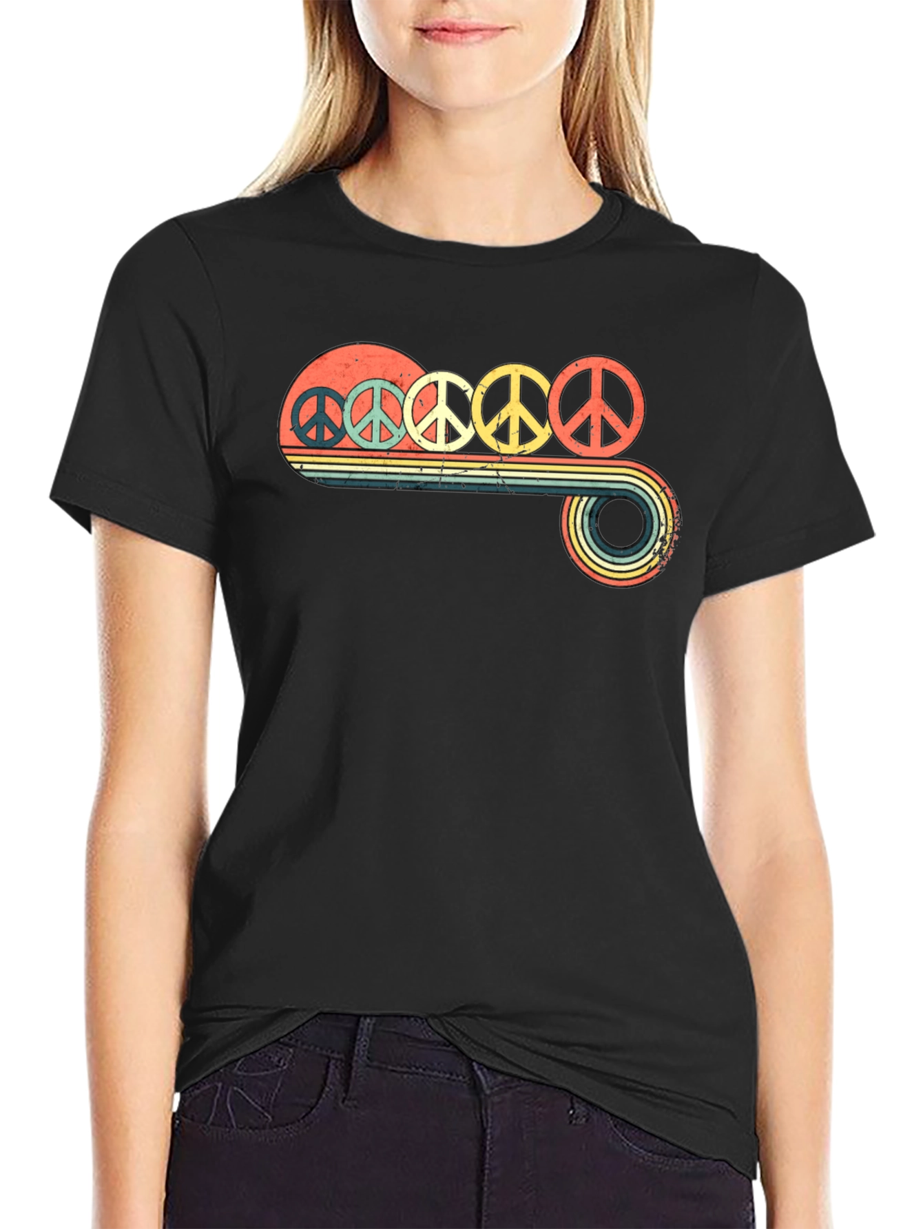 Retro Peace Sign Graphic T-Shirt