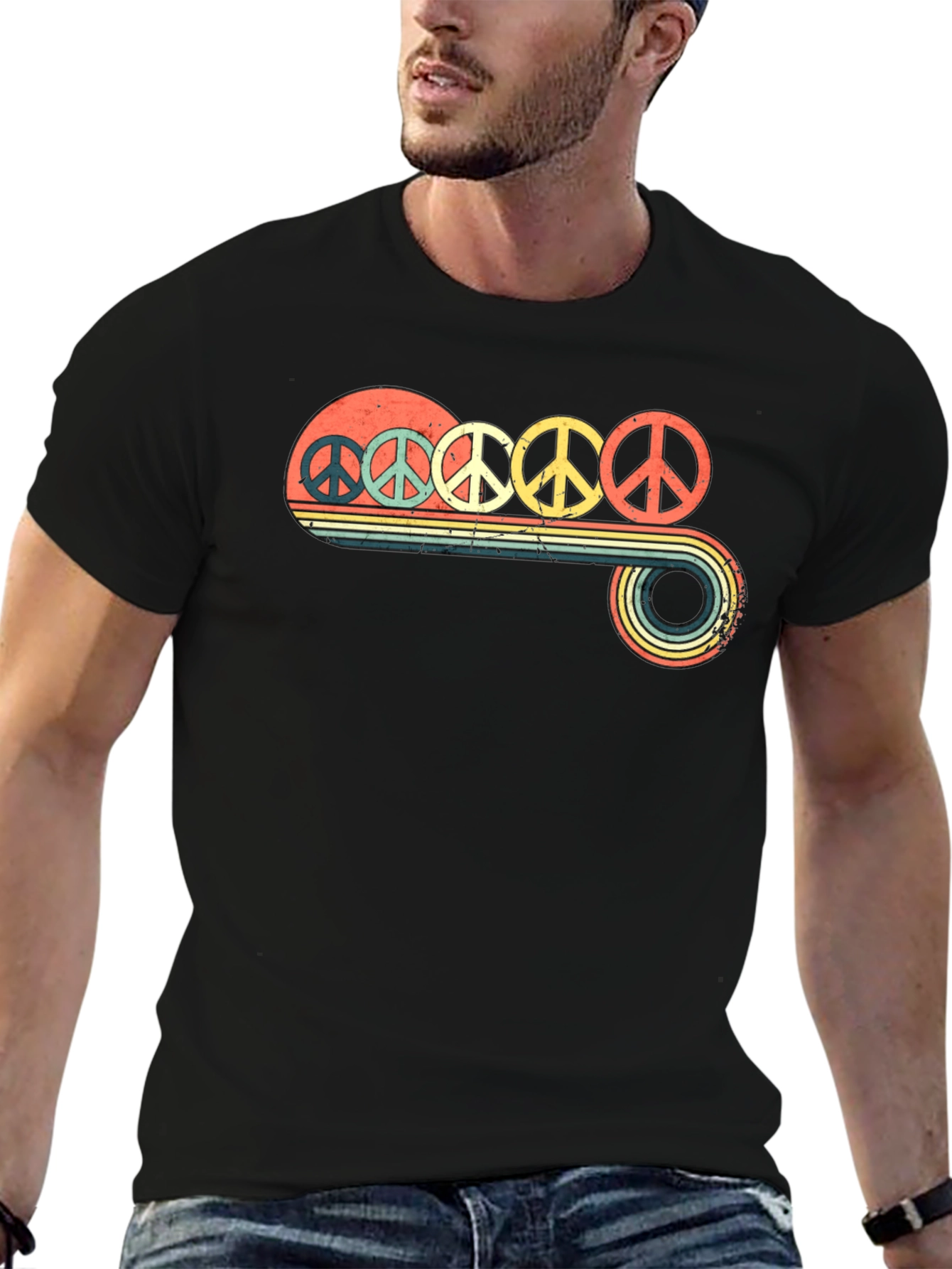 Retro Peace Sign Graphic T-Shirt