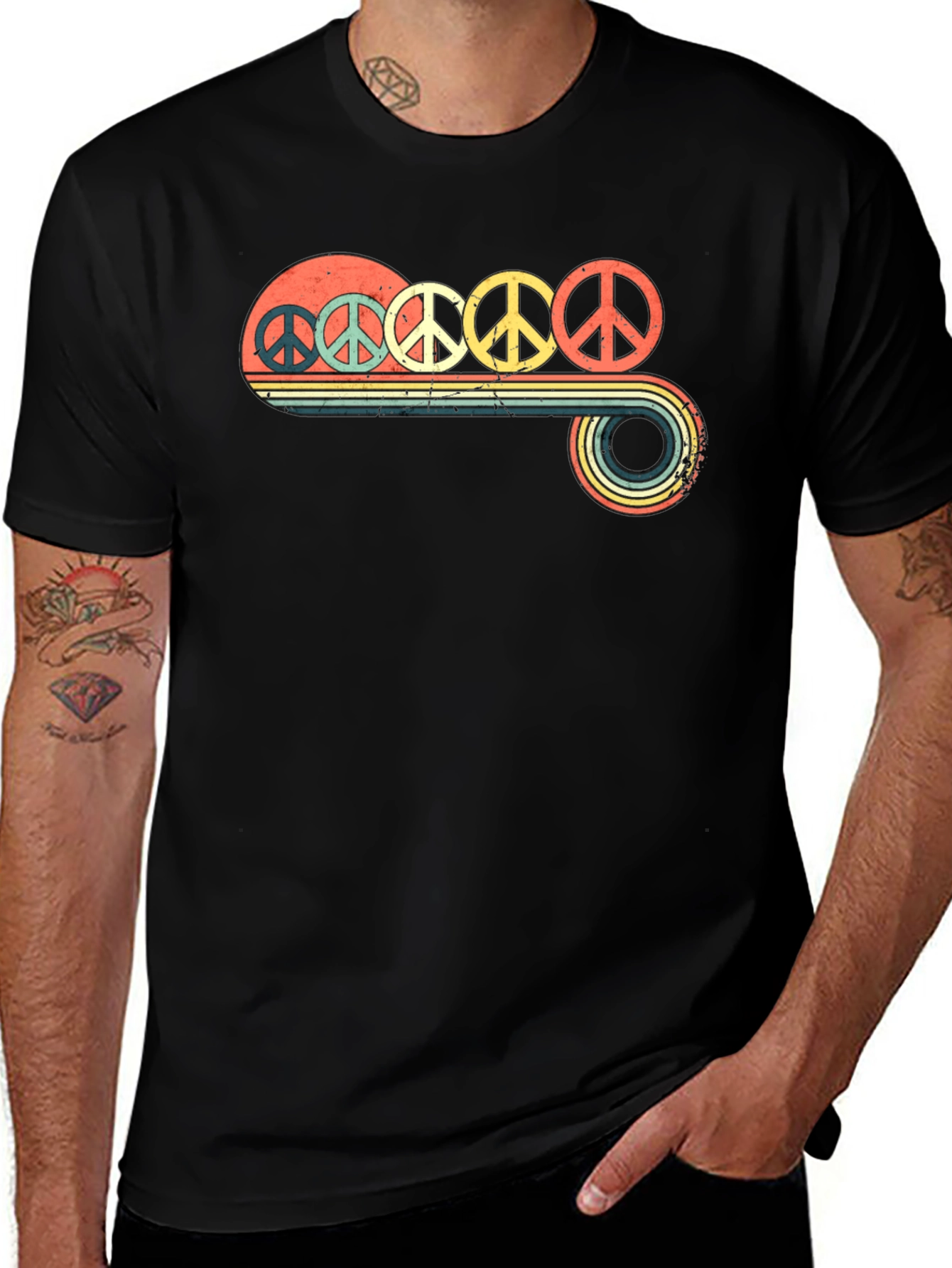 Retro Peace Sign Graphic T-Shirt