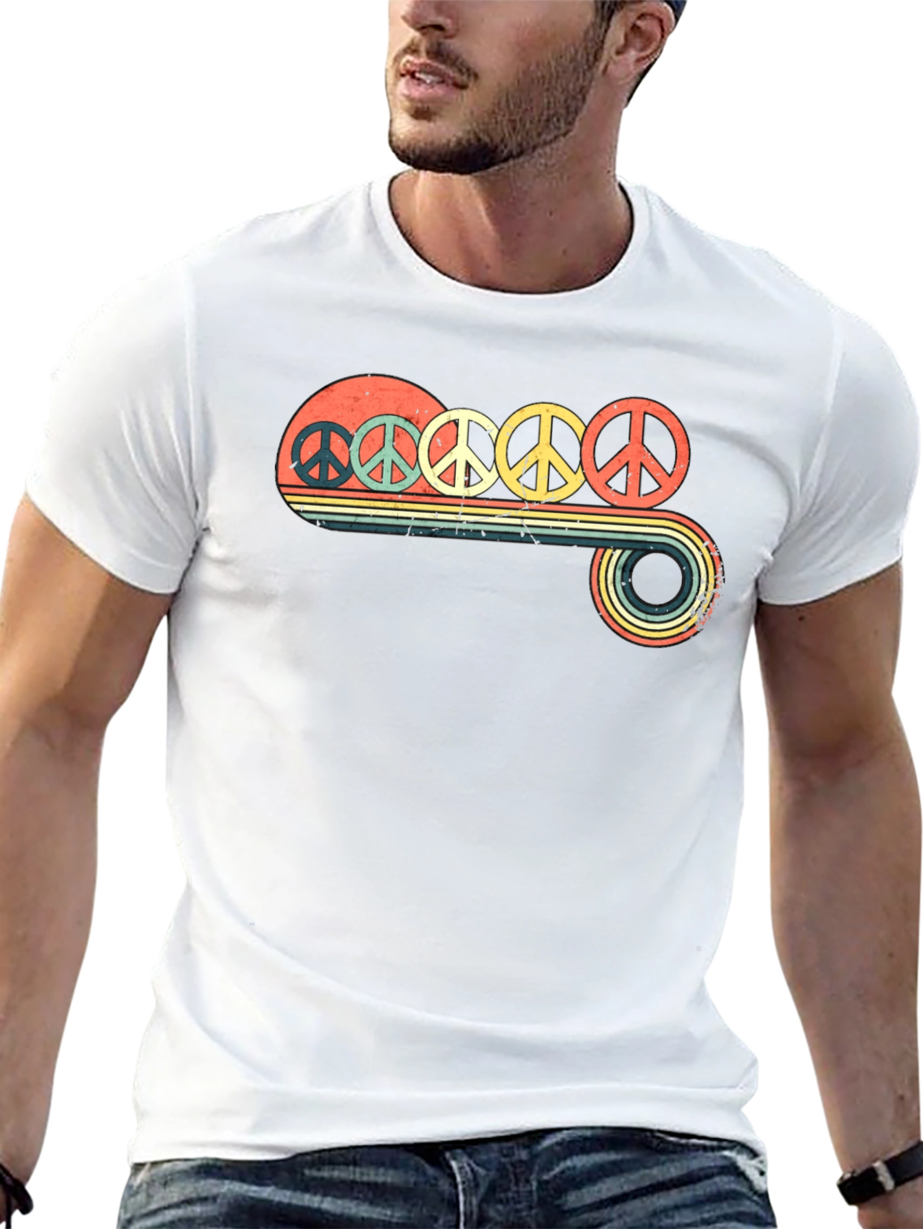 Retro Peace Sign Graphic T-Shirt