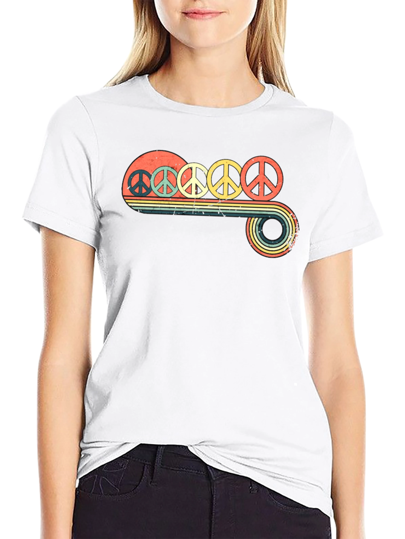 Retro Peace Sign Graphic T-Shirt