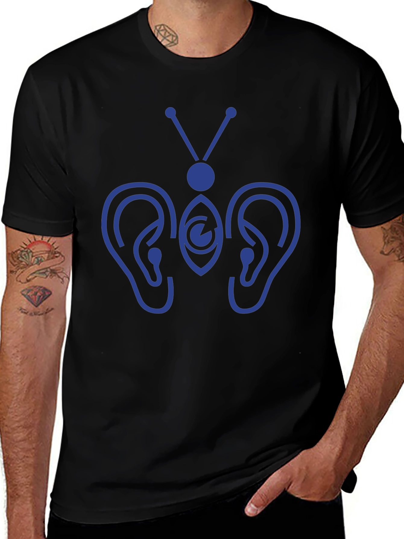 Hearing Butterfly Graphic Tee - Black