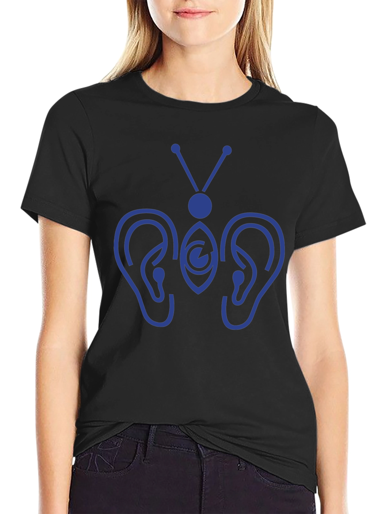 Hearing Butterfly Graphic Tee - Black