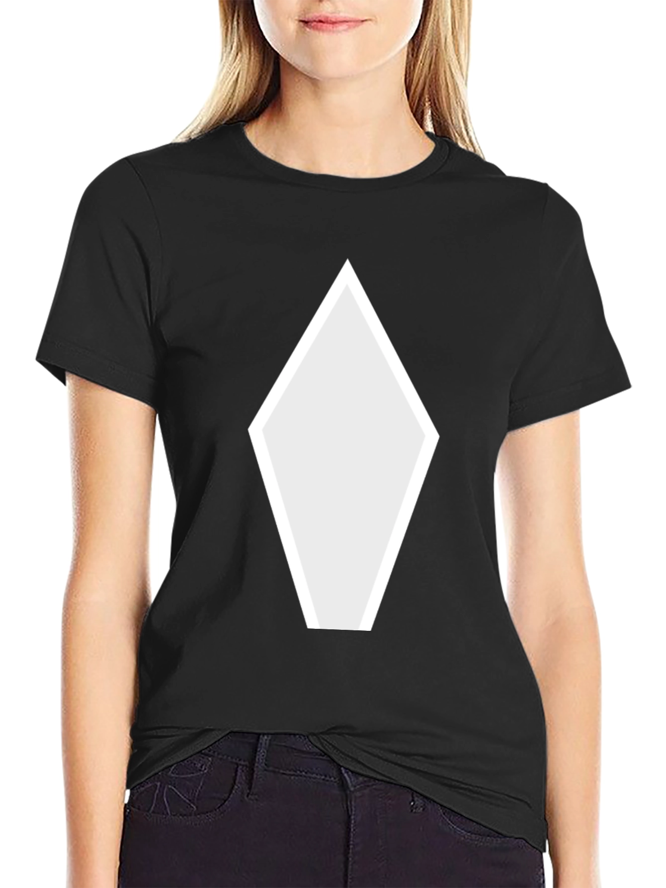 Geometric Diamond Graphic Black T-Shirt