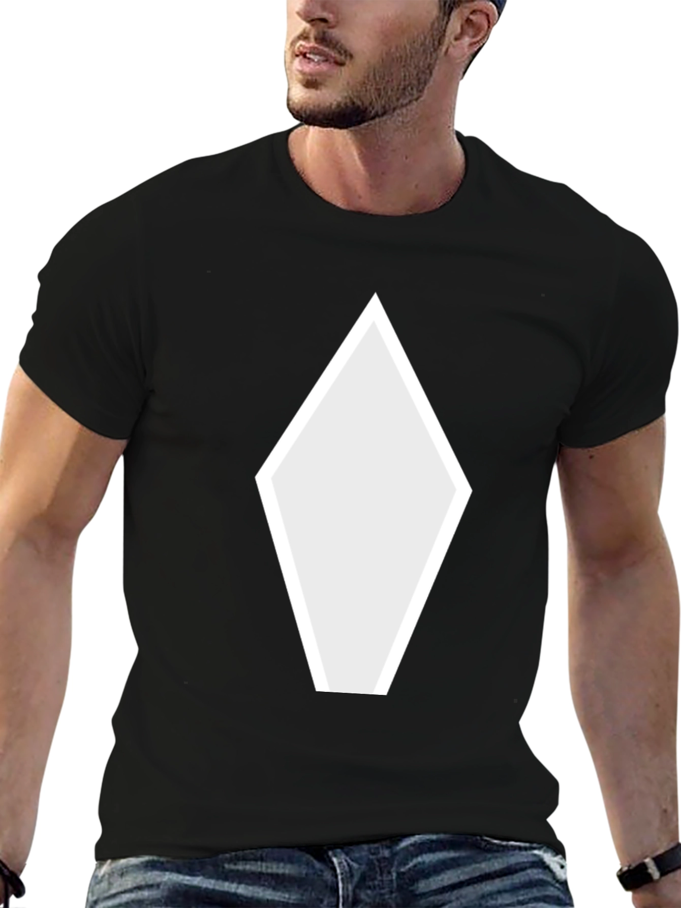 Geometric Diamond Graphic Black T-Shirt