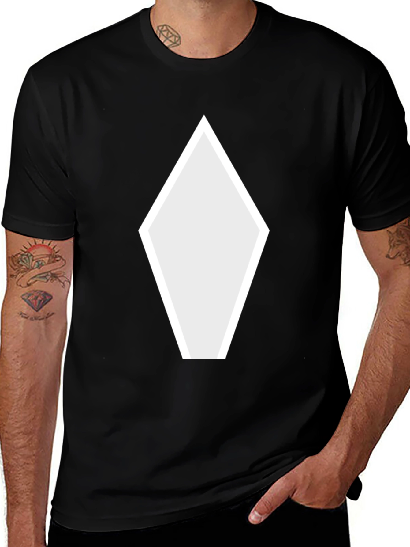 Geometric Diamond Graphic Black T-Shirt